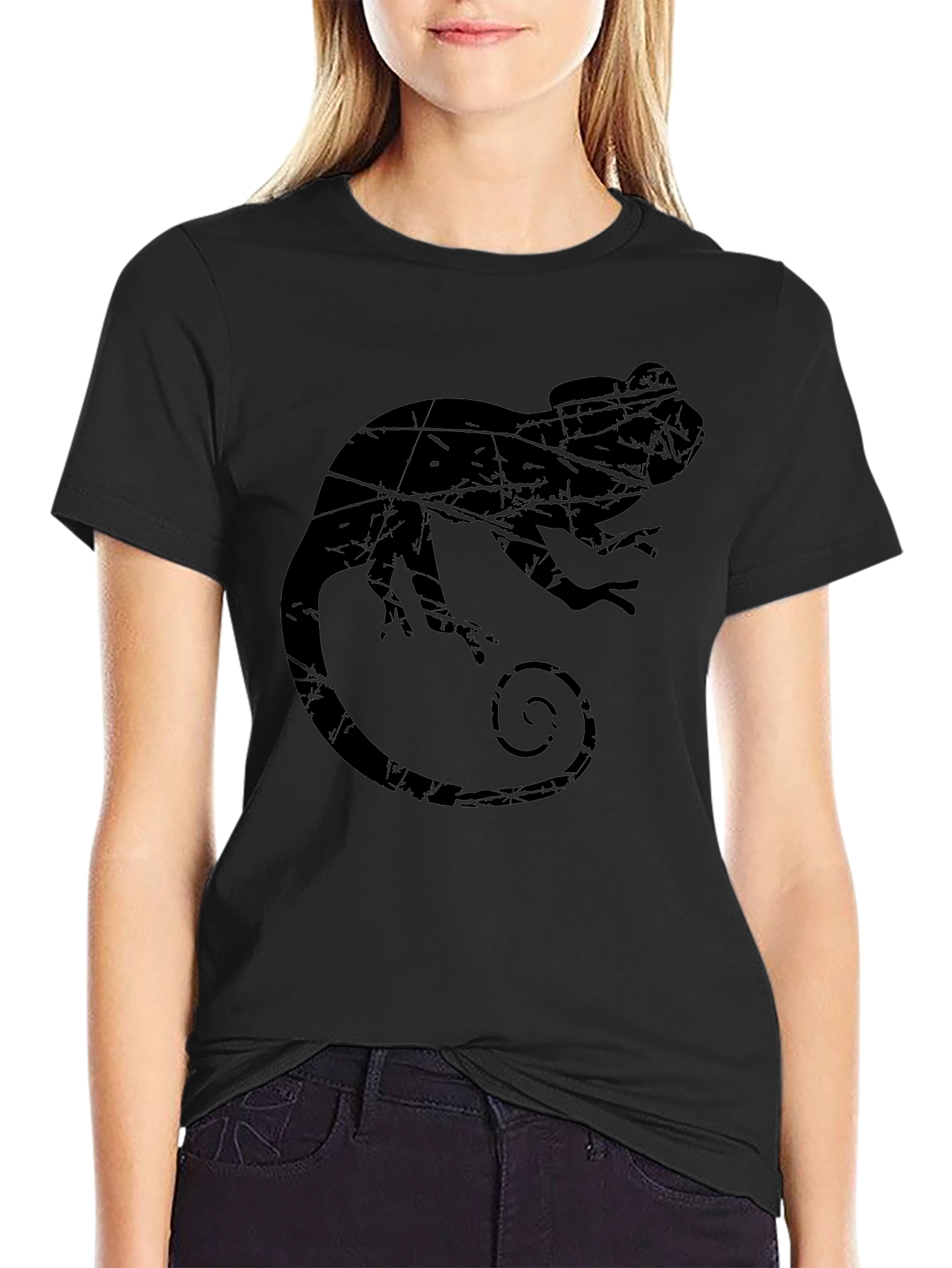 Black Chameleon Silhouette T-Shirt