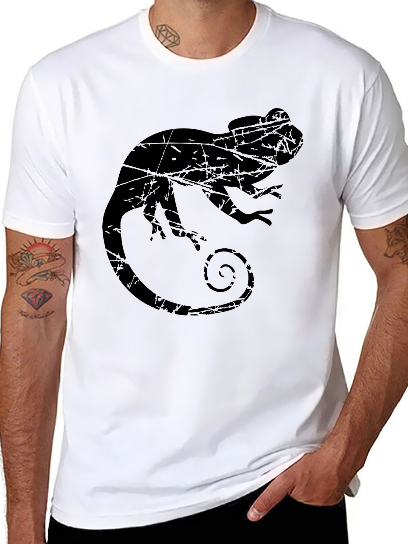 Black Chameleon Silhouette T-Shirt