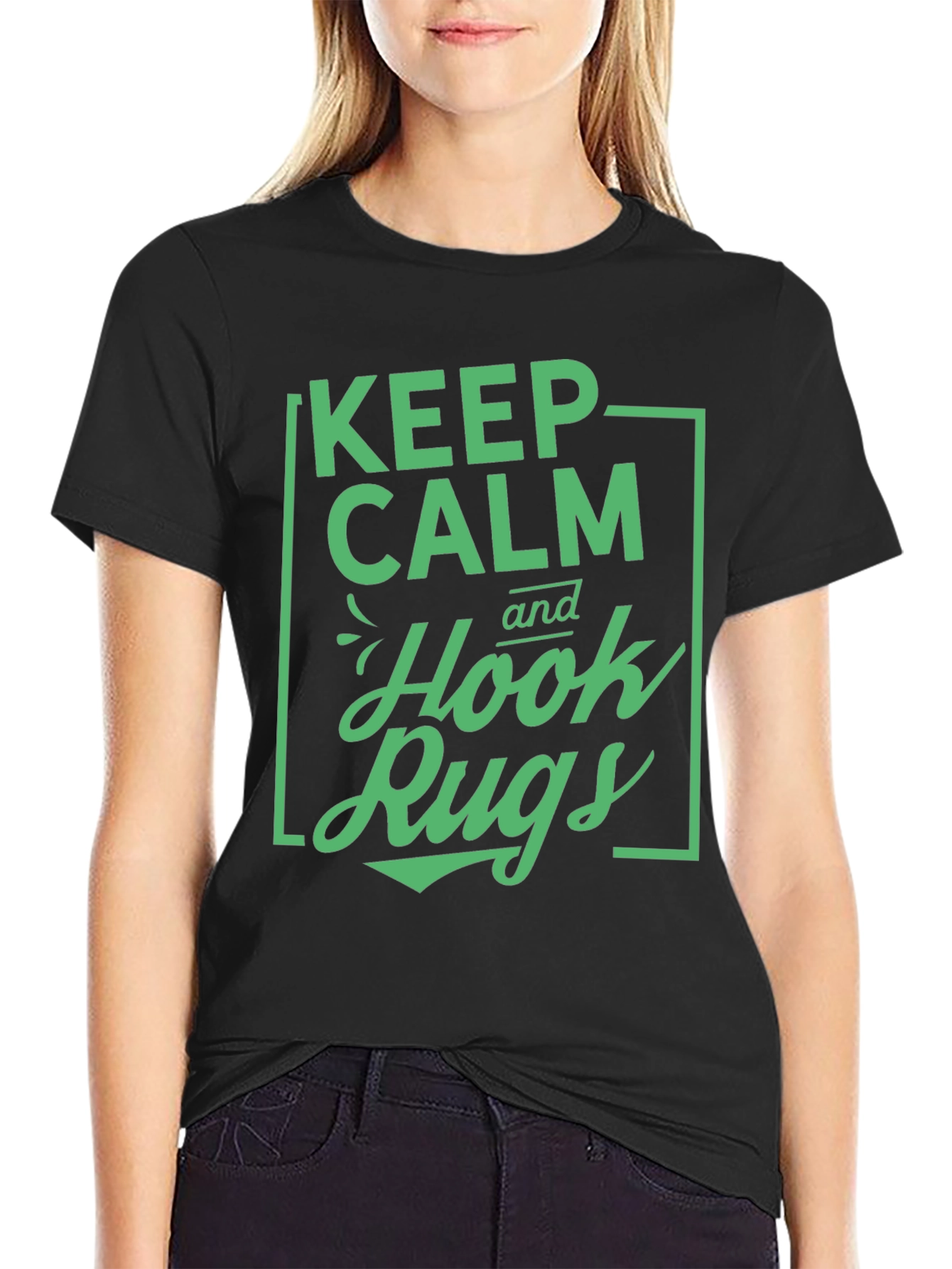 Keep Calm Hook Rugs Black Graphic Tee