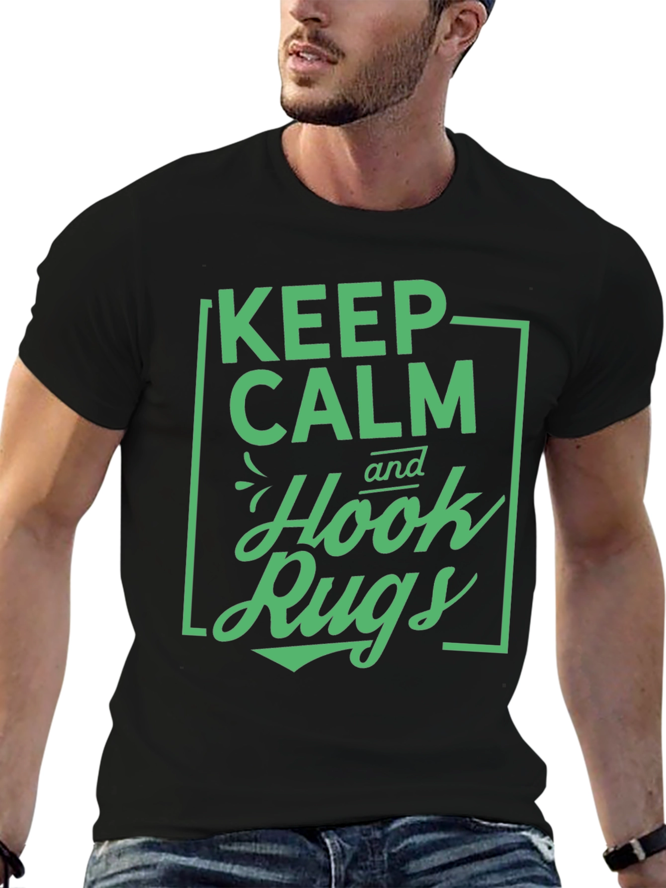 Keep Calm Hook Rugs Black Graphic Tee