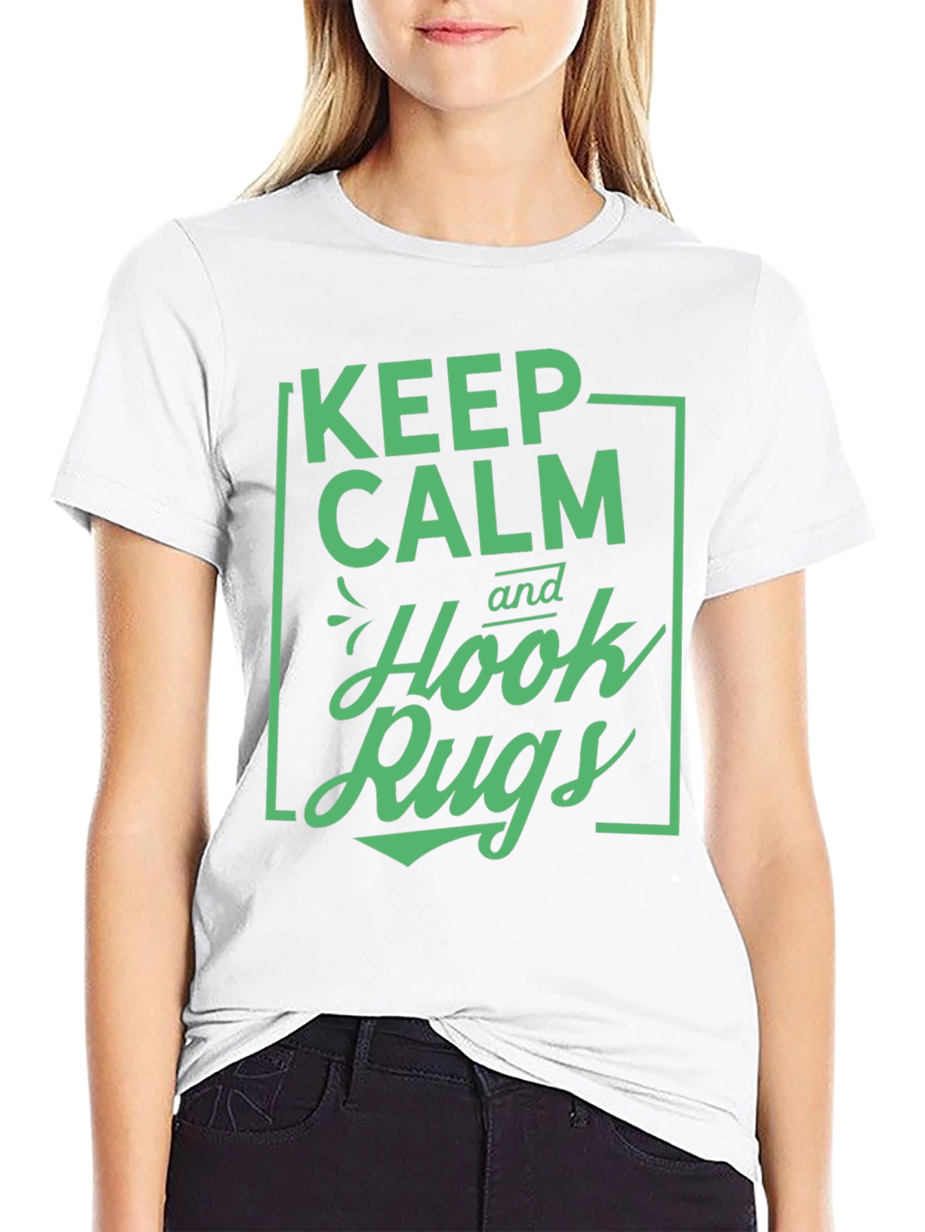 Keep Calm Hook Rugs Black Graphic Tee