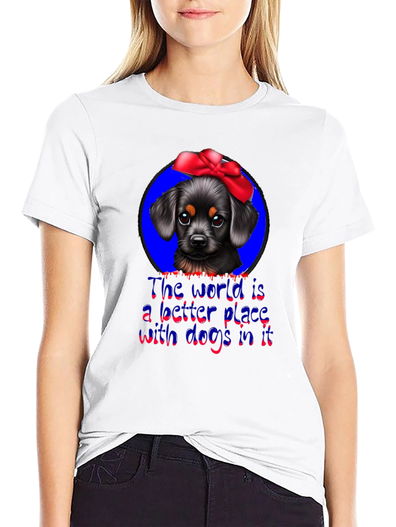 Dog Lover T-Shirt: Cute Pup With Bow