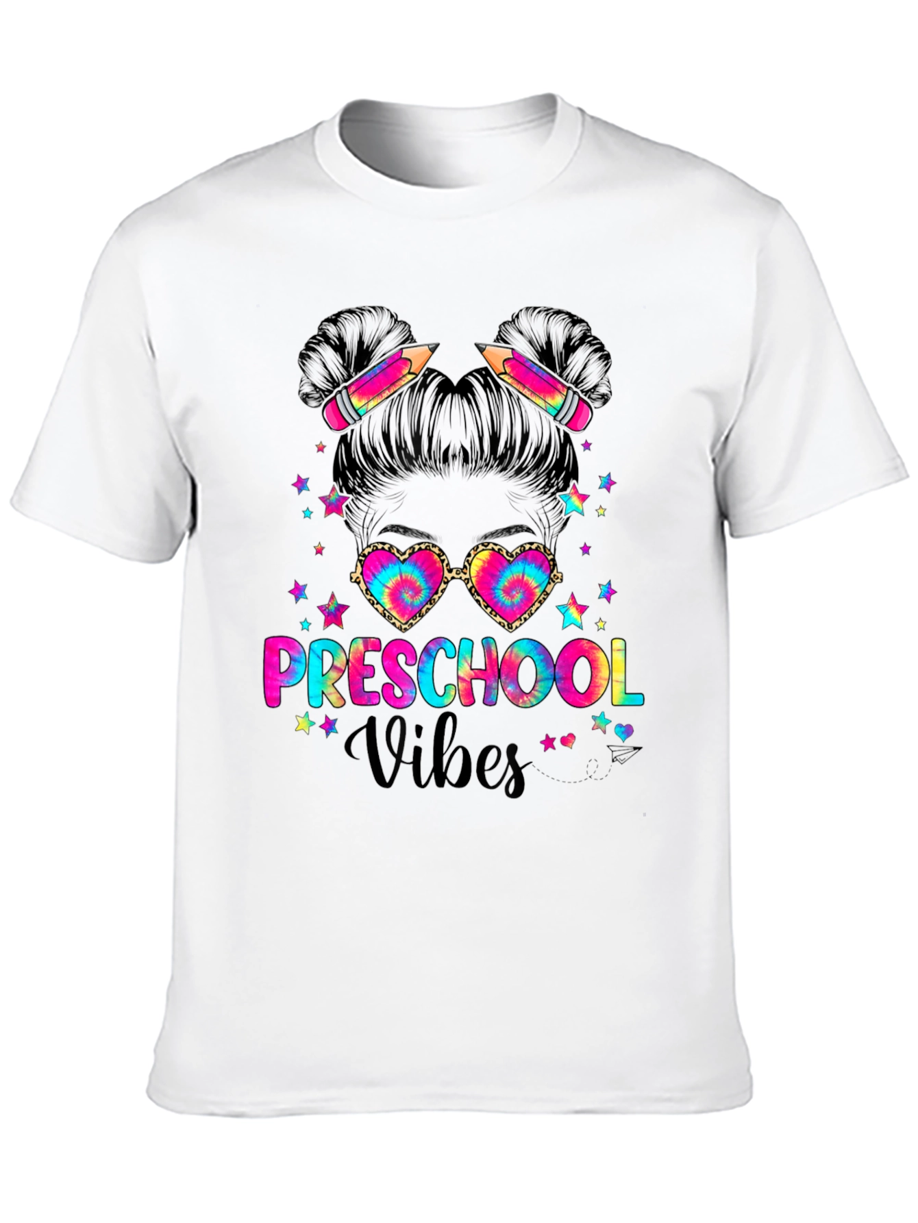 Preschool Vibes Messy Bun T-Shirt Teacher Gift