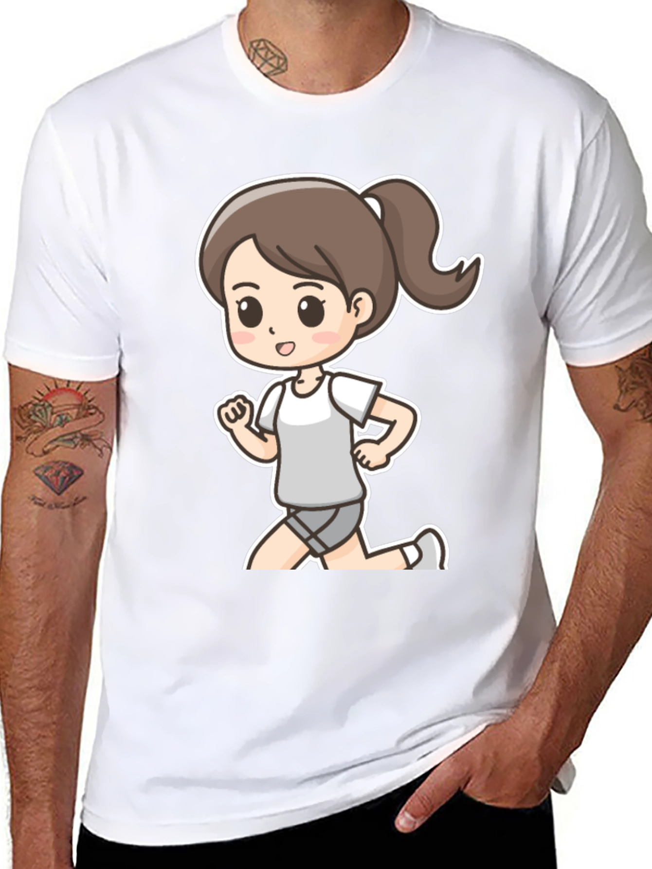 Cartoon Runner T-Shirt - Black Graphic Tee