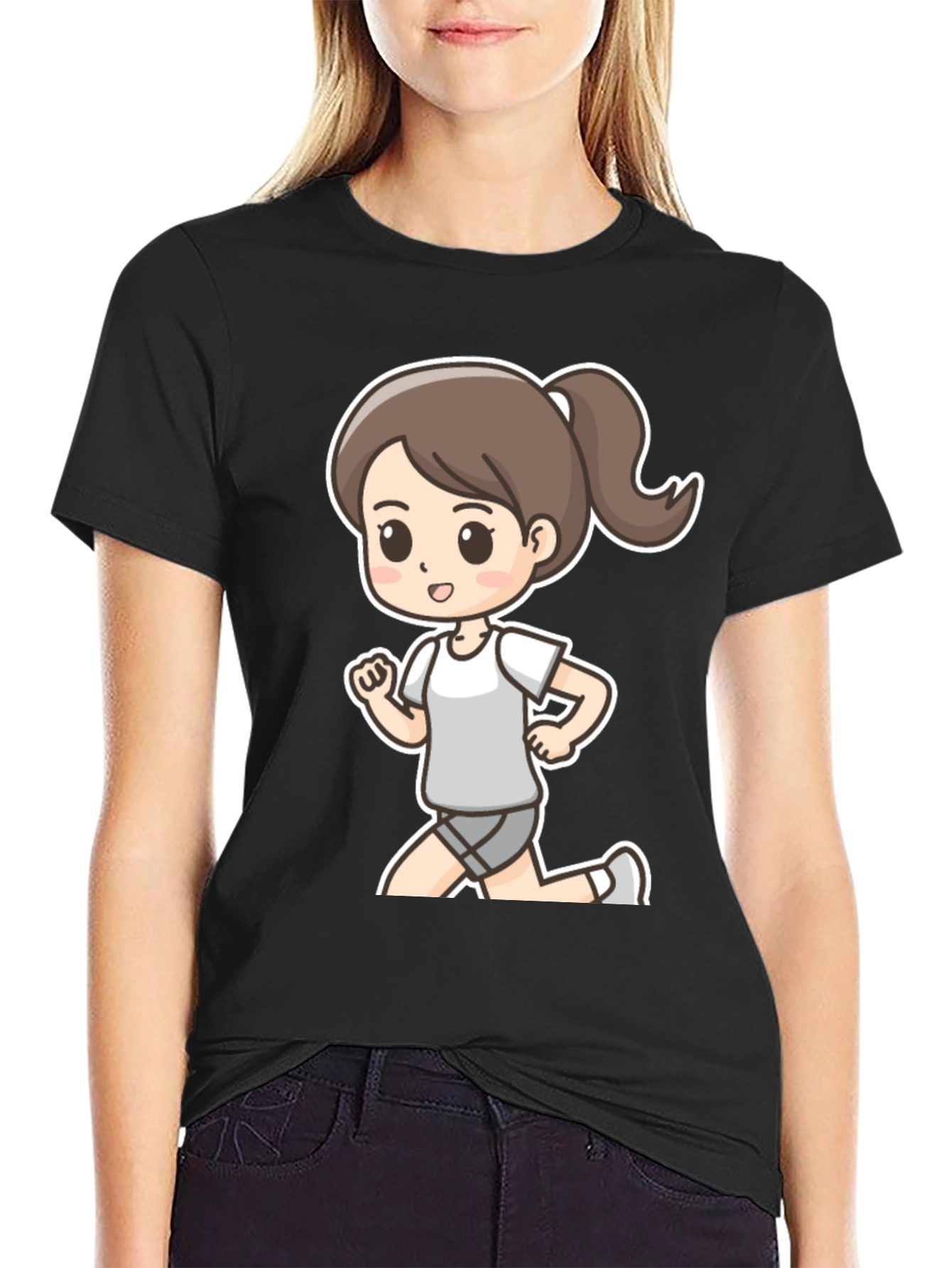 Cartoon Runner T-Shirt - Black Graphic Tee