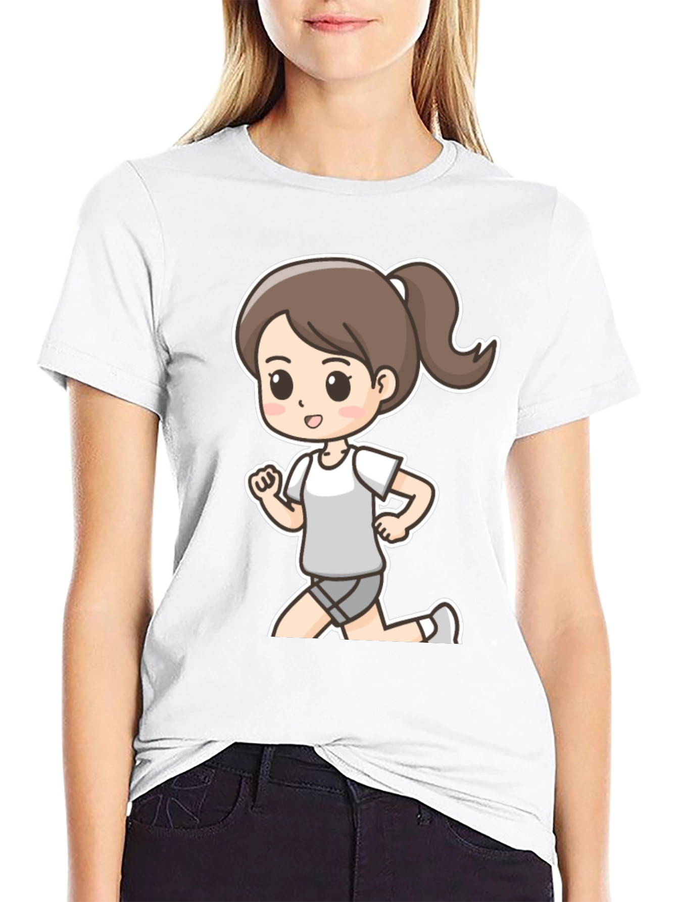 Cartoon Runner T-Shirt - Black Graphic Tee