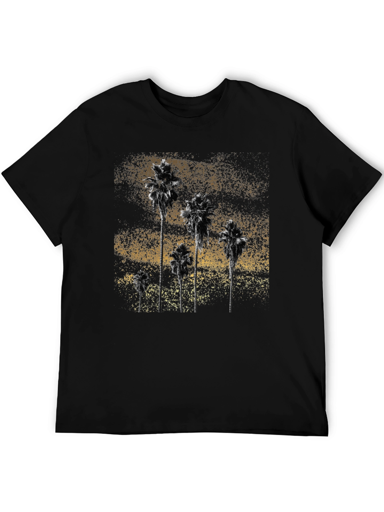 Palm Tree Graphic Print Tee - Stylish Black T-Shirt