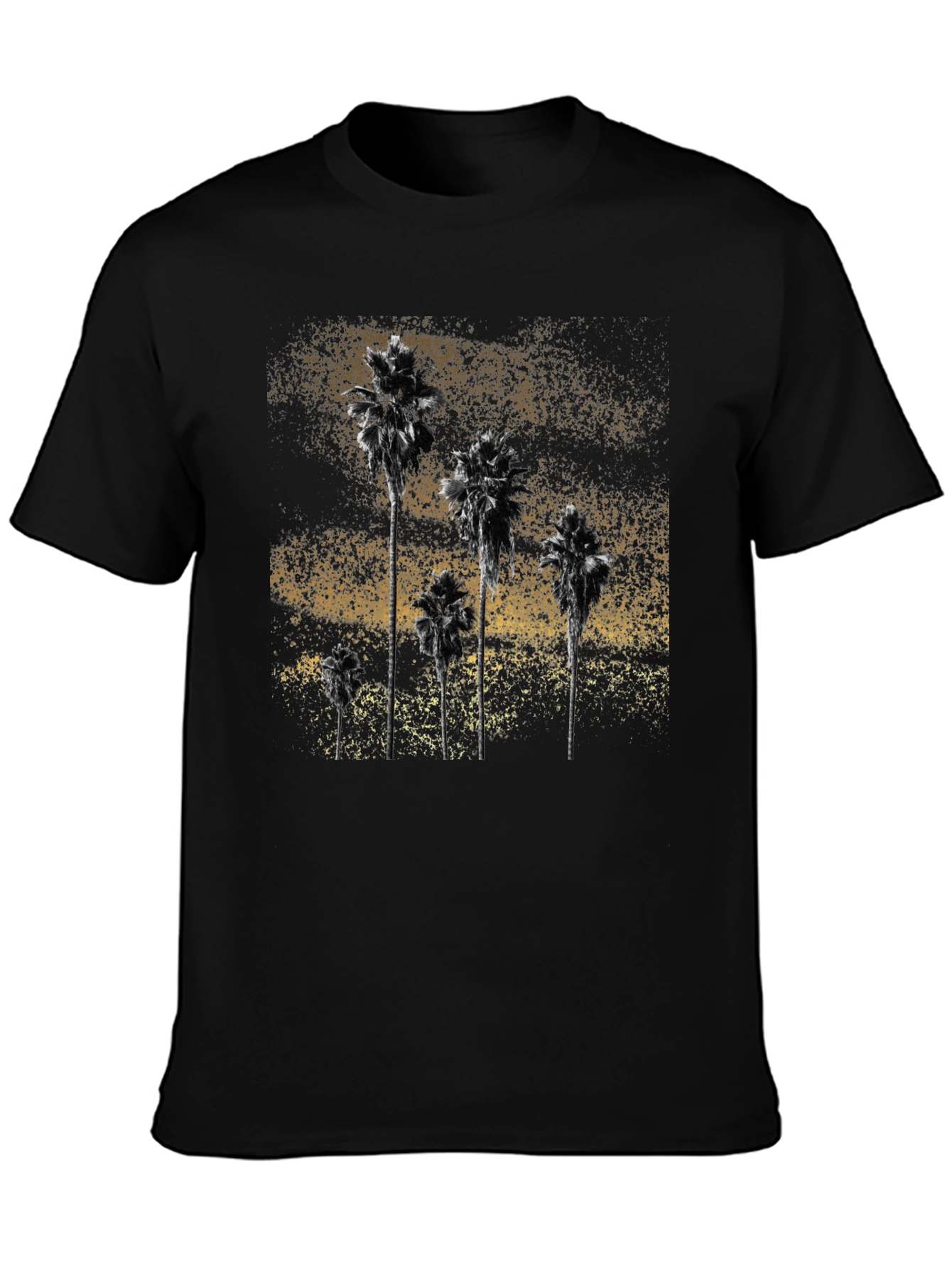 Palm Tree Graphic Print Tee - Stylish Black T-Shirt