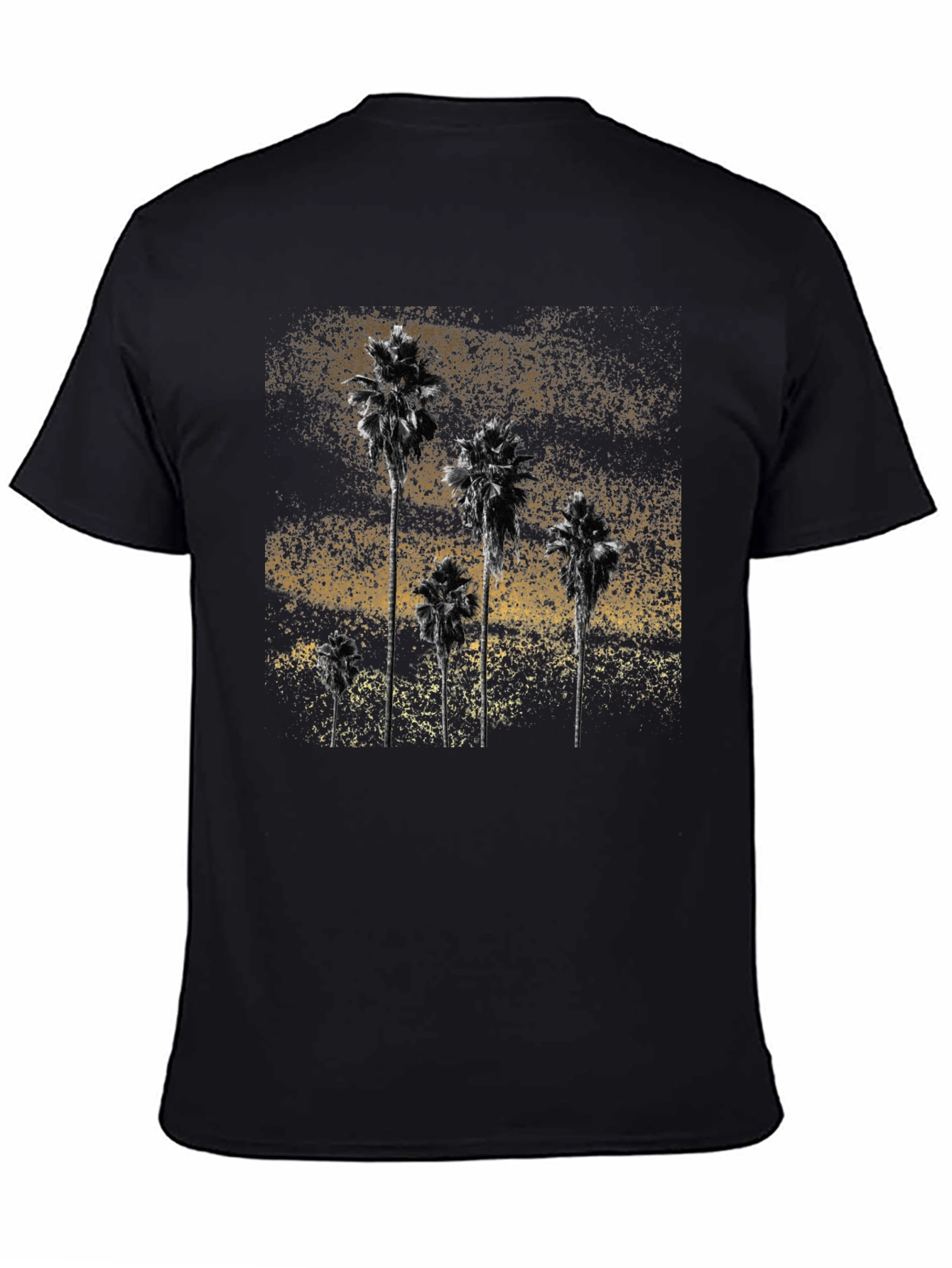 Palm Tree Graphic Print Tee - Stylish Black T-Shirt