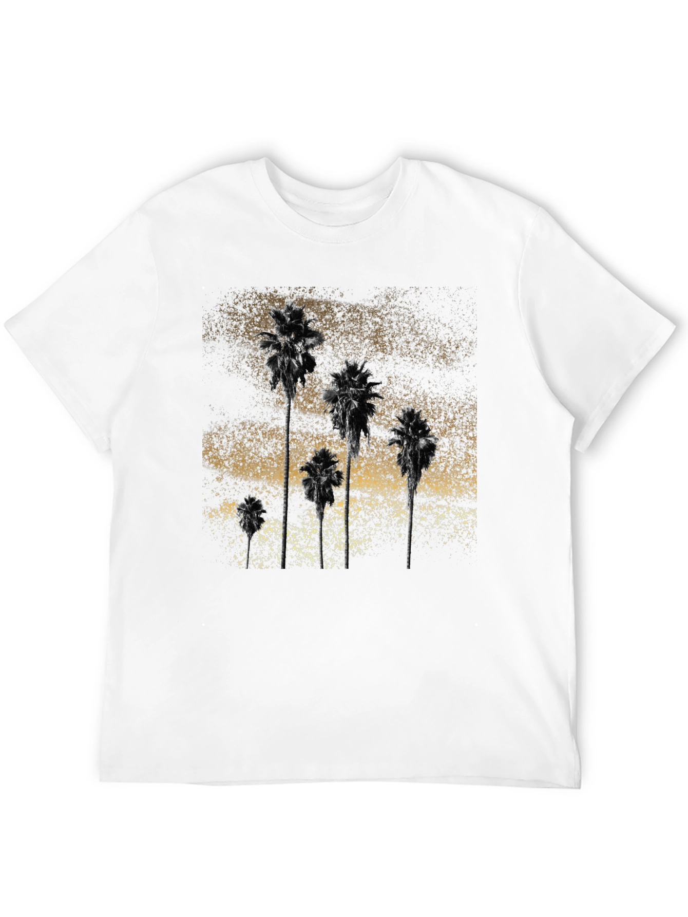 Palm Tree Graphic Print Tee - Stylish Black T-Shirt