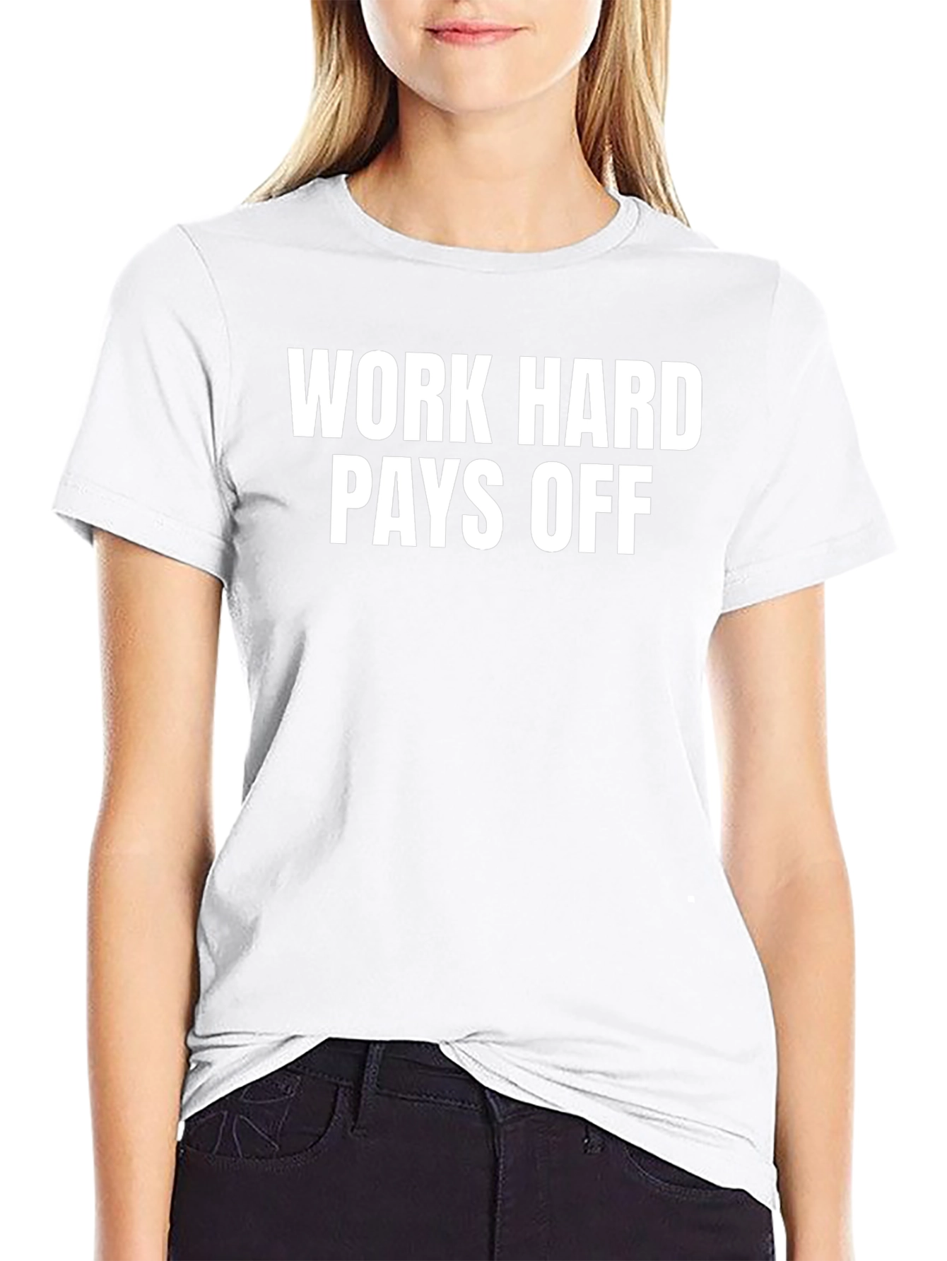 Work Hard Pays Off Black Graphic T-Shirt