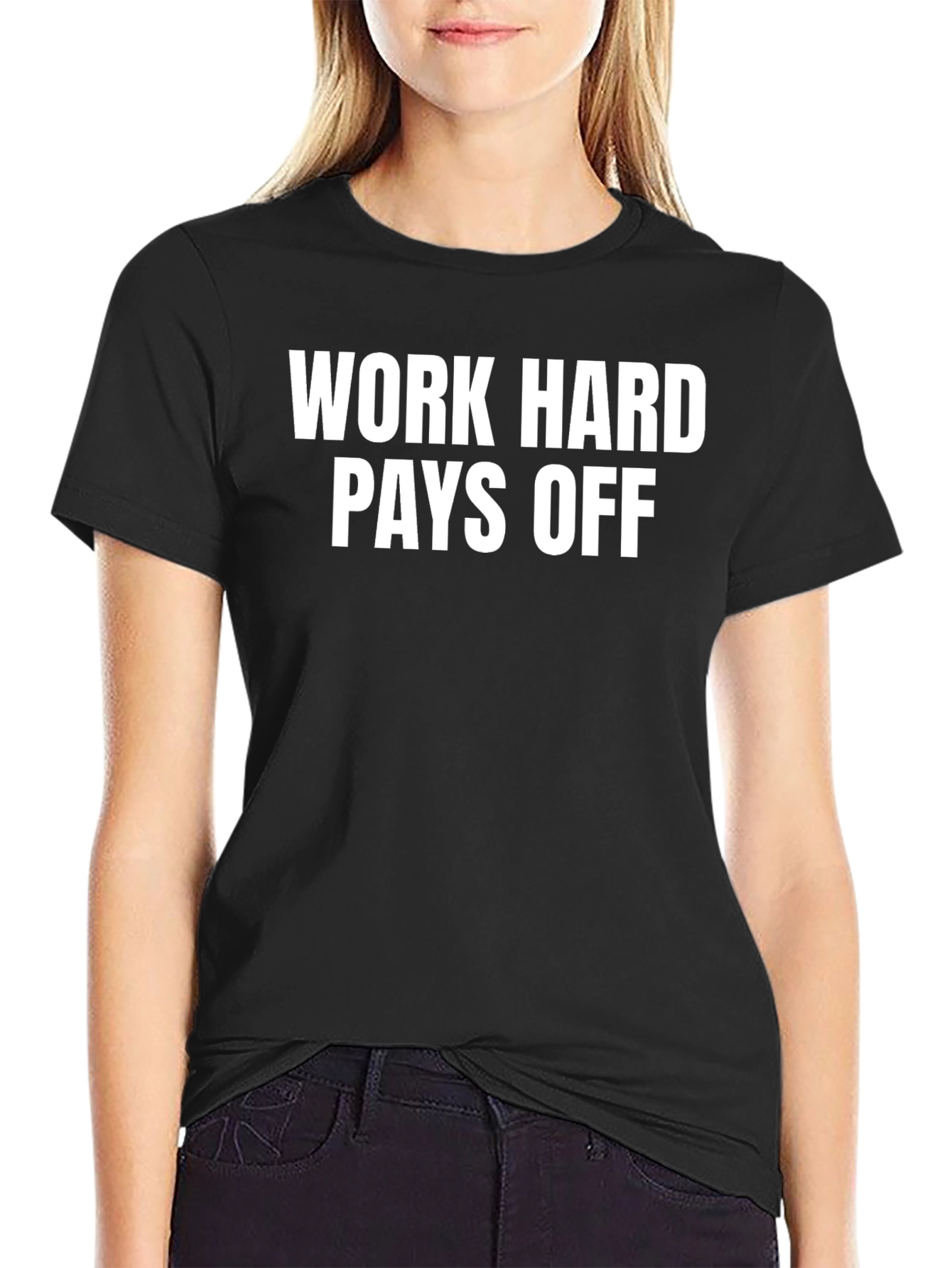 Work Hard Pays Off Black Graphic T-Shirt