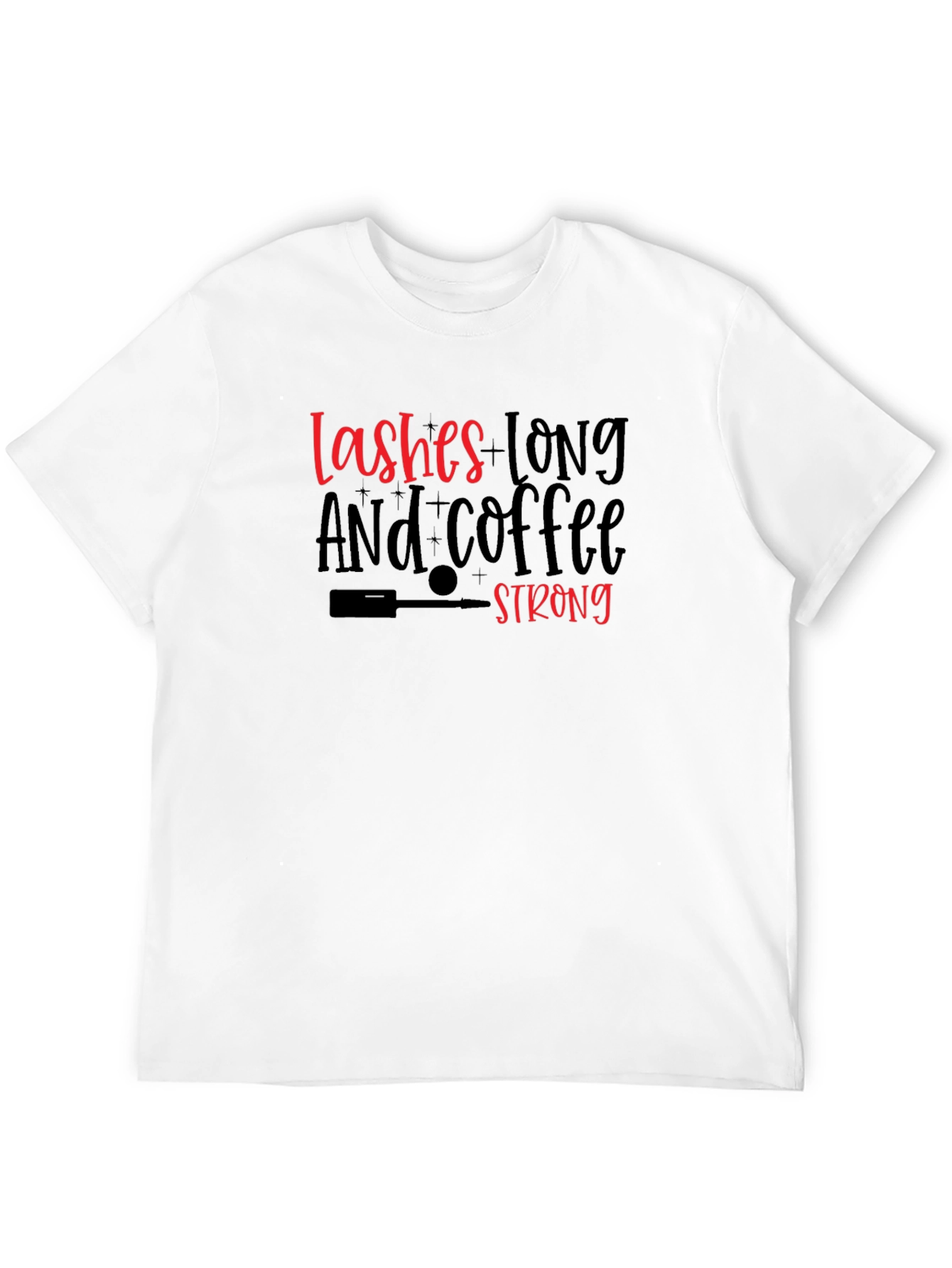 Lashes Long and Coffee Strong Black T-Shirt
