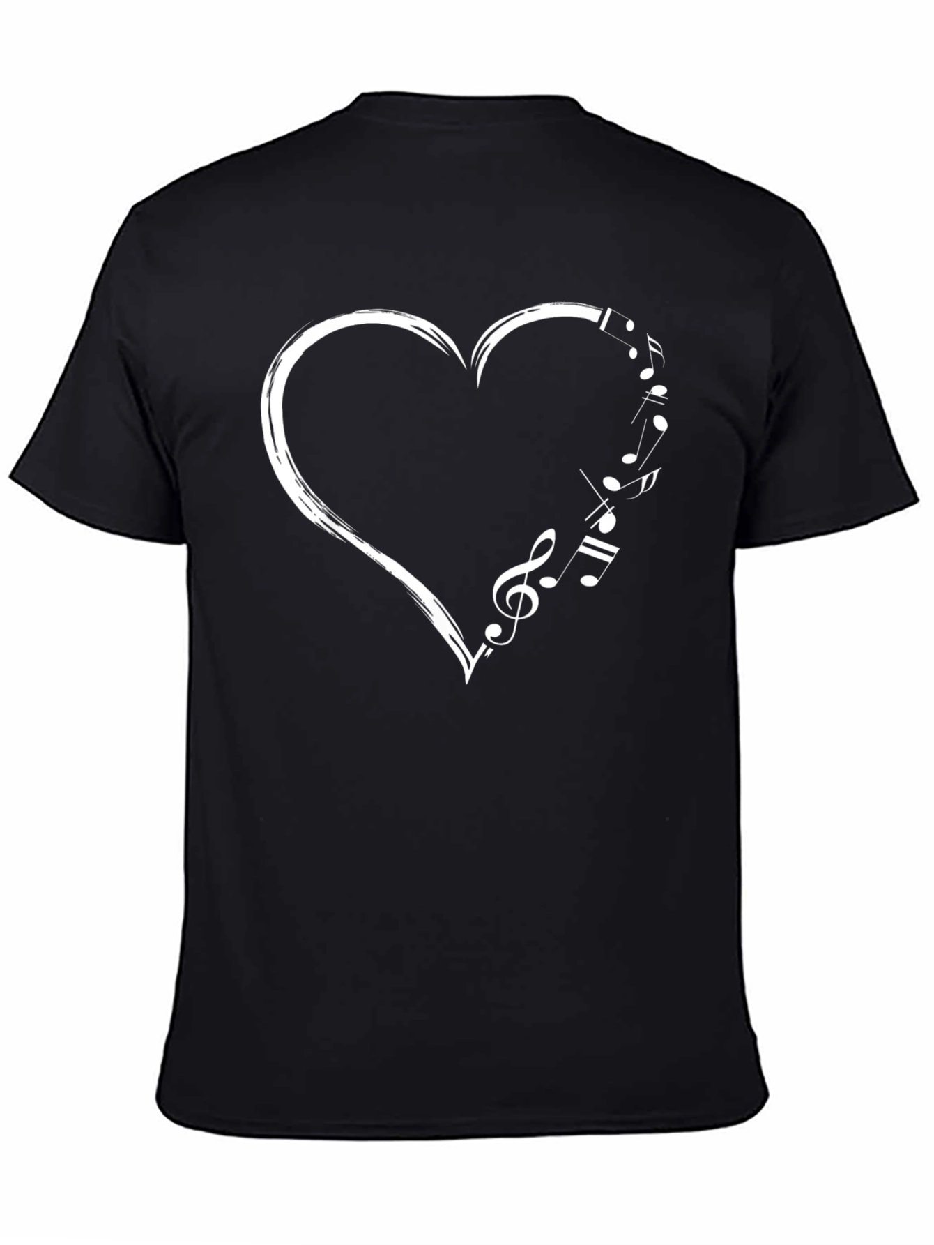 Musical Heart Graphic Tee - Black Cotton T-Shirt