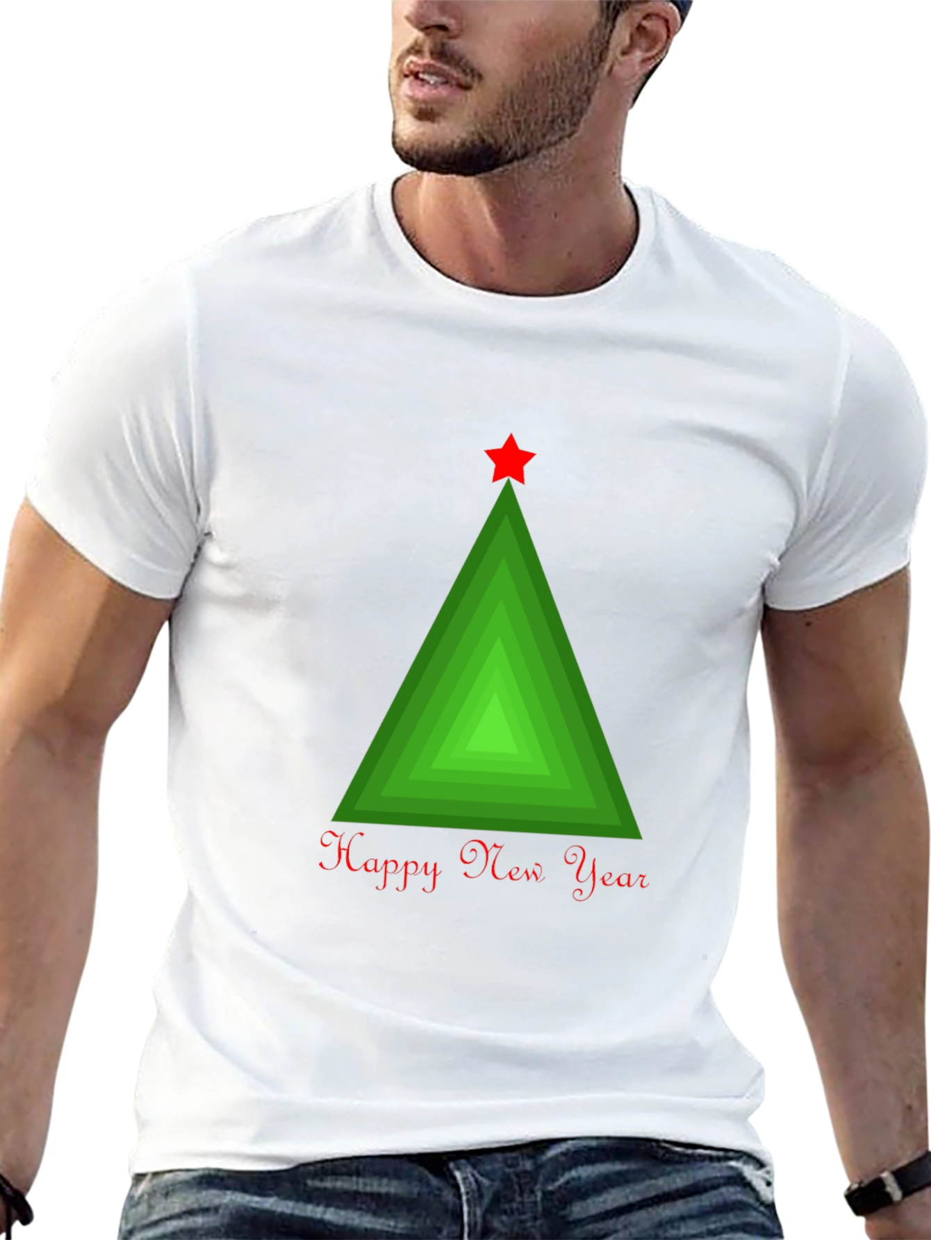 Happy New Year Geometric Christmas Tree T-Shirt