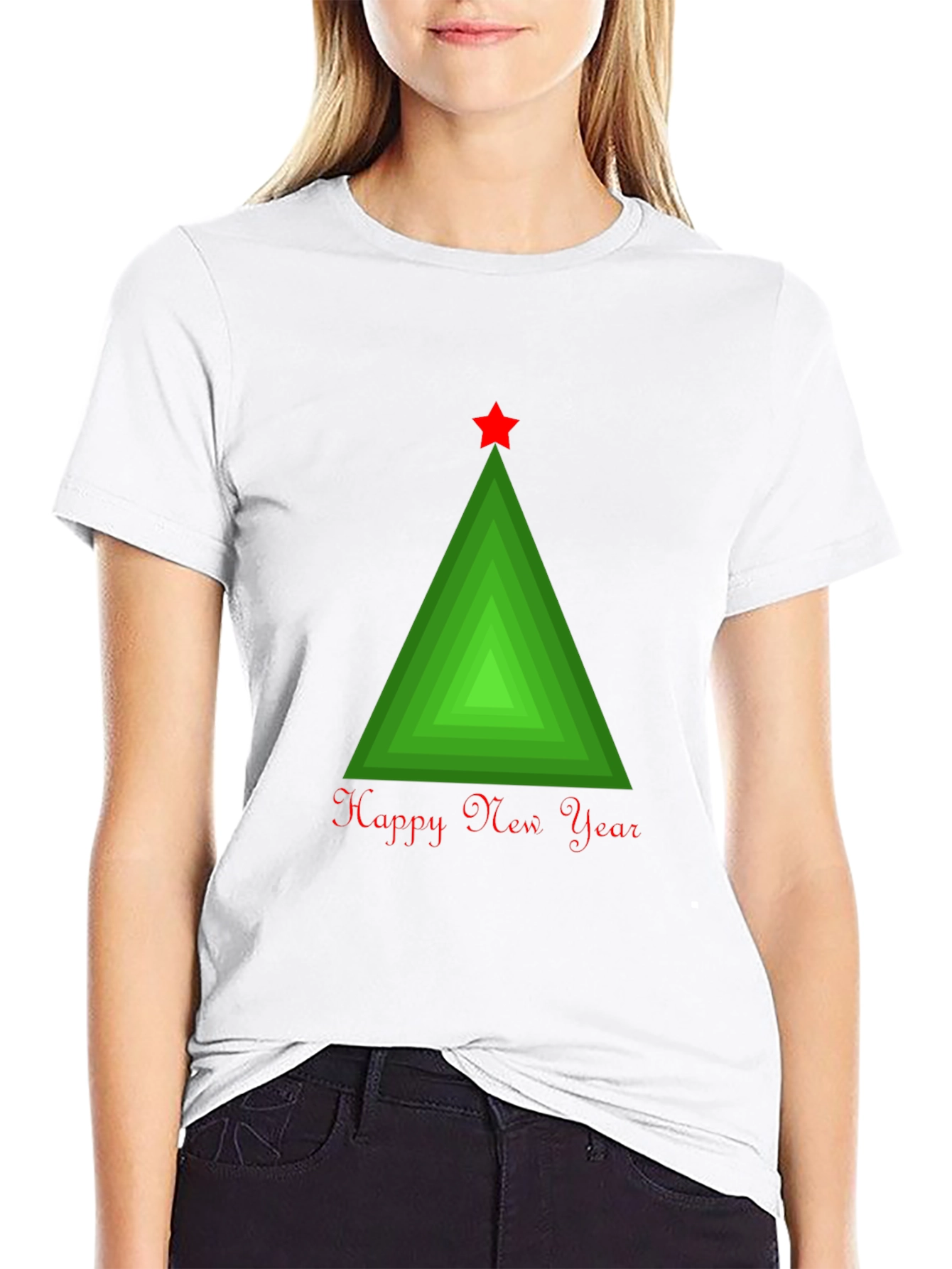 Happy New Year Geometric Christmas Tree T-Shirt