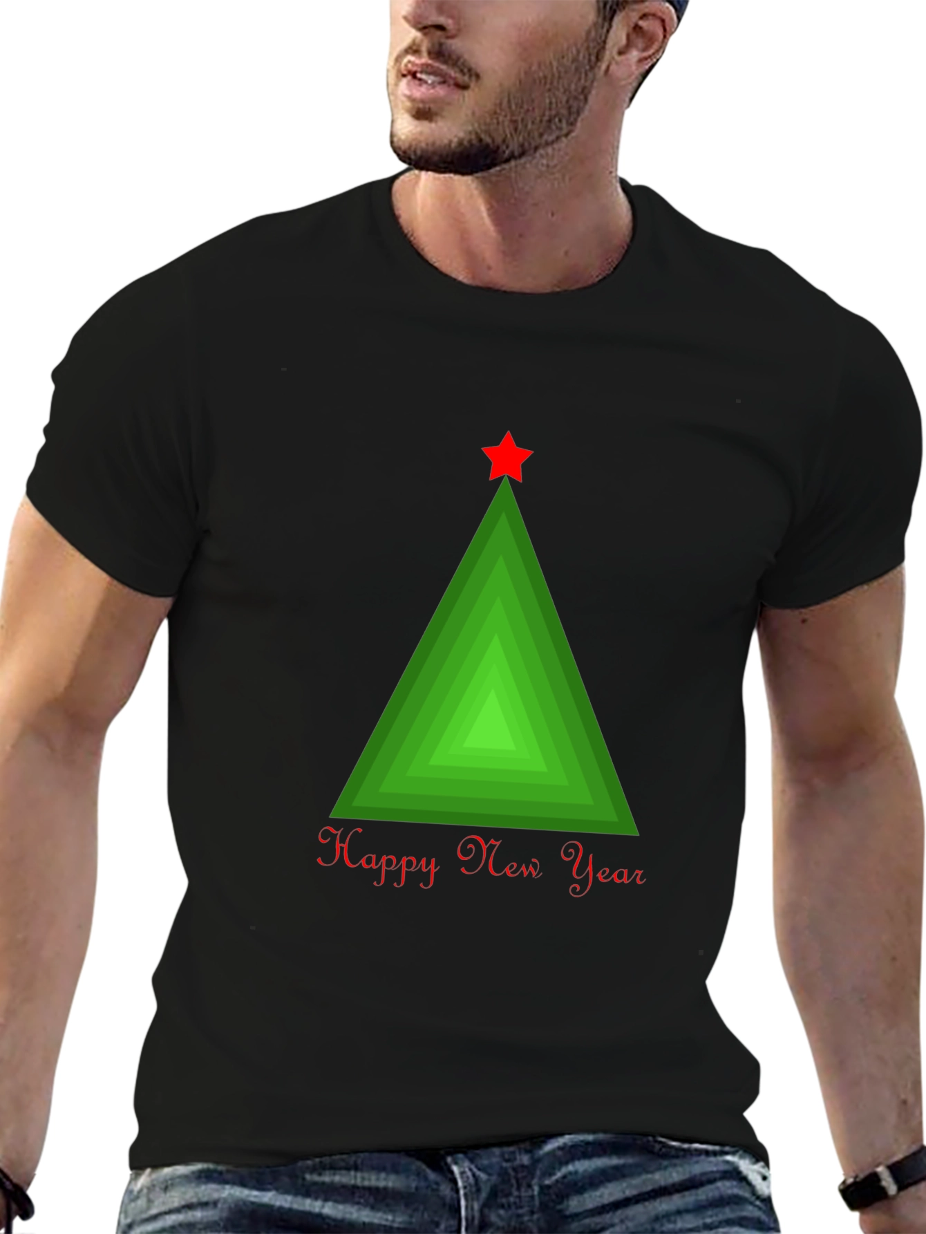 Happy New Year Geometric Christmas Tree T-Shirt