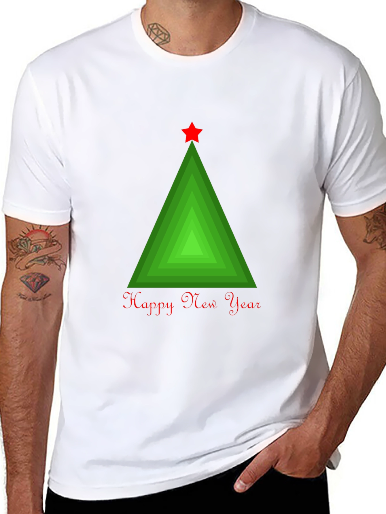Happy New Year Geometric Christmas Tree T-Shirt