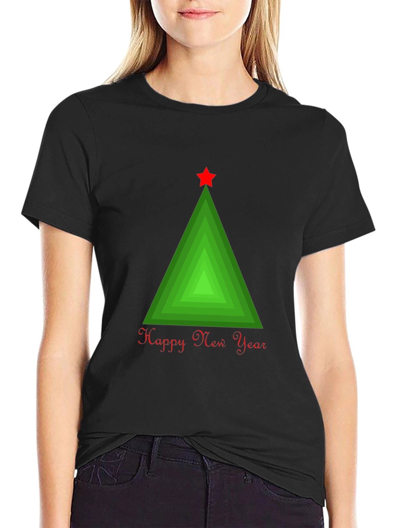Happy New Year Geometric Christmas Tree T-Shirt