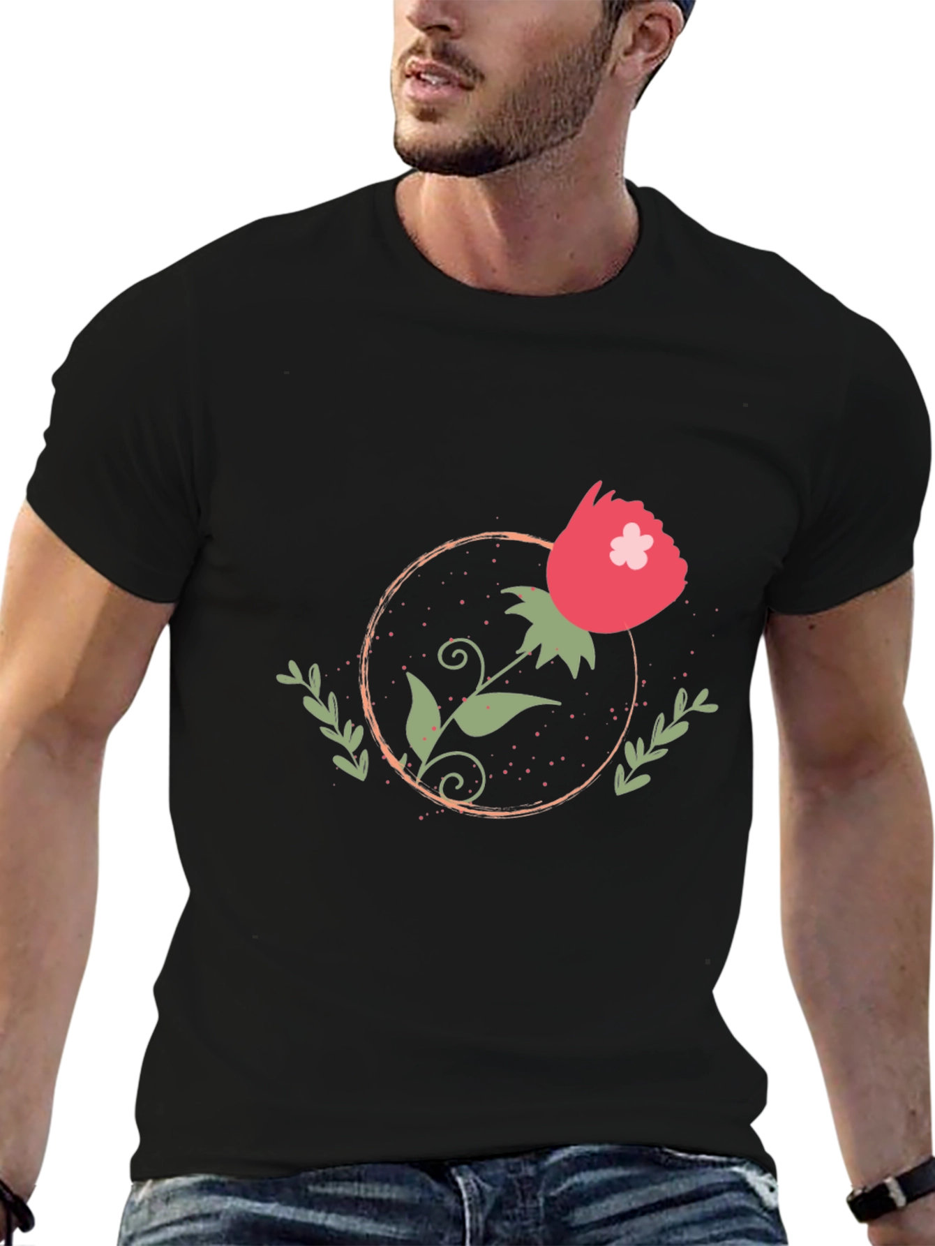 Floral Circle Graphic Tee - Stylish Comfort