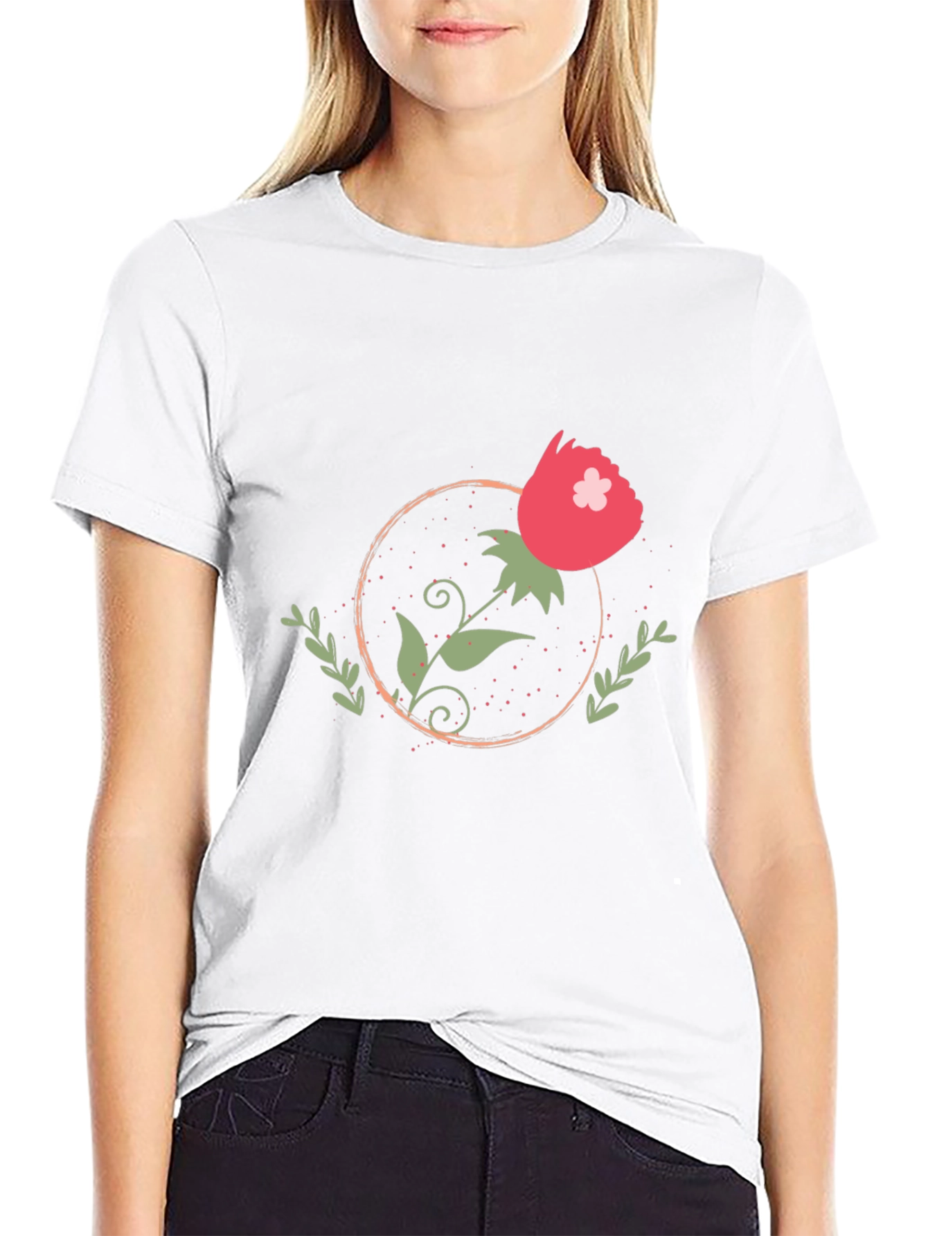 Floral Circle Graphic Tee - Stylish Comfort