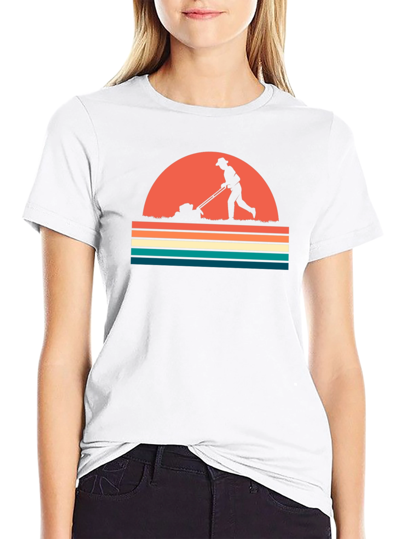 Retro Lawn Mowing T-Shirt - Black