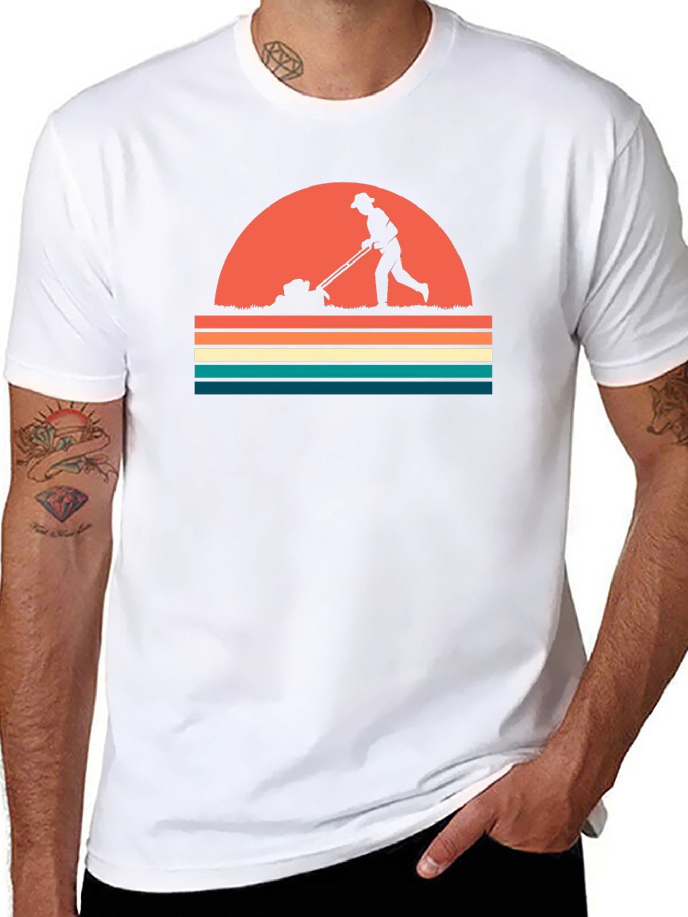 Retro Lawn Mowing T-Shirt - Black