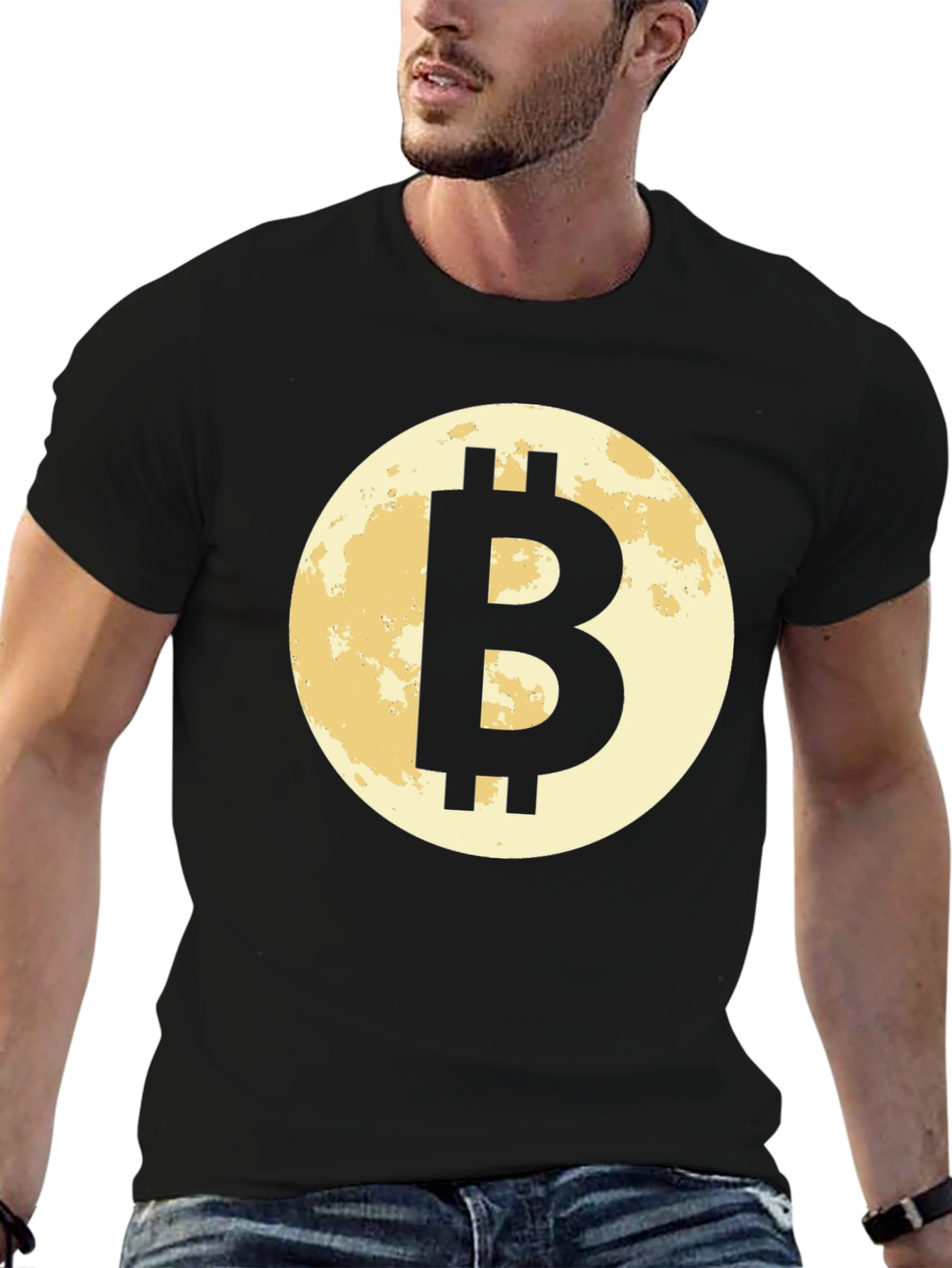 Bitcoin Moon Black T-Shirt Cryptocurrency BTC Crypto