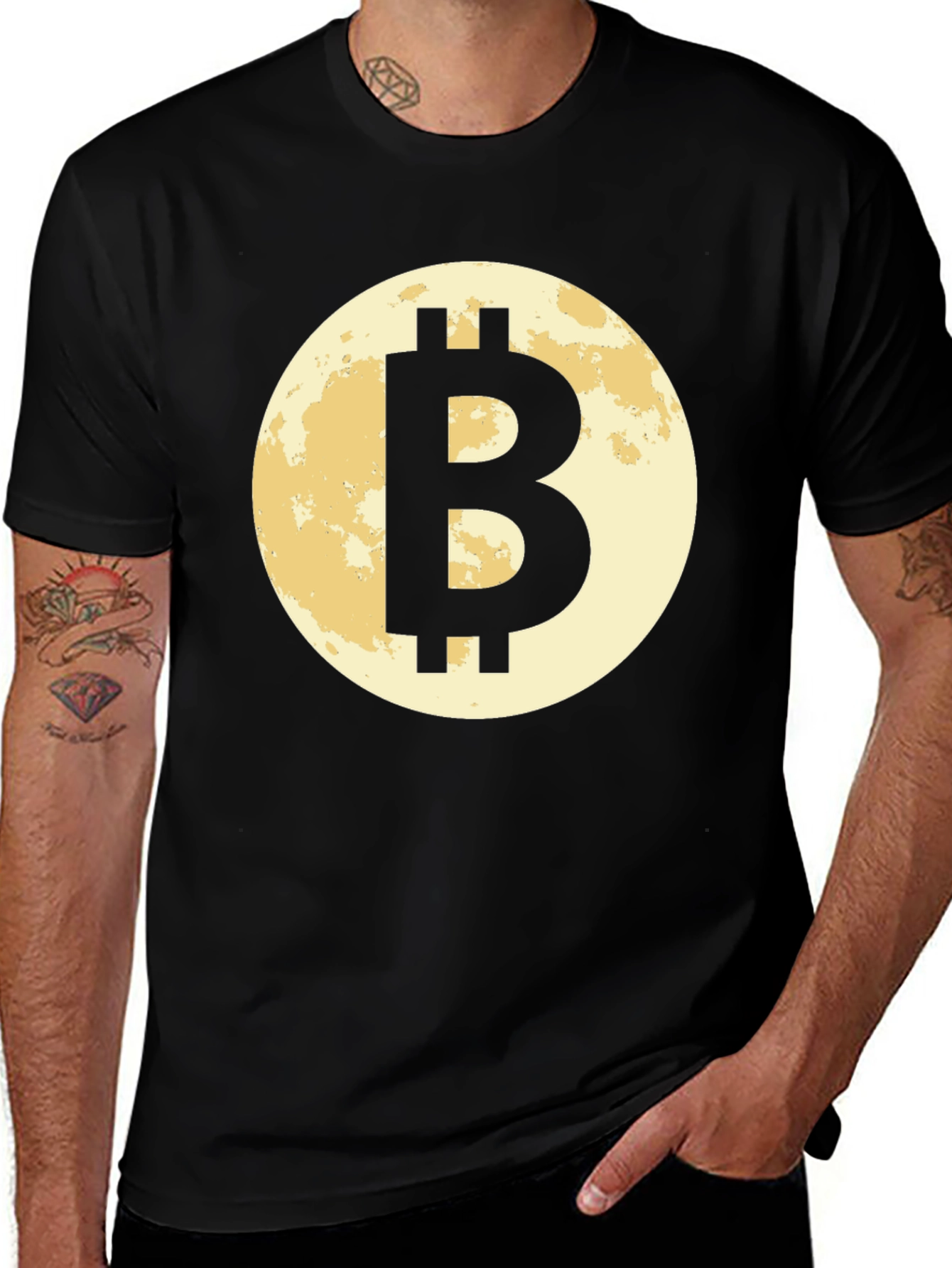 Bitcoin Moon Black T-Shirt Cryptocurrency BTC Crypto
