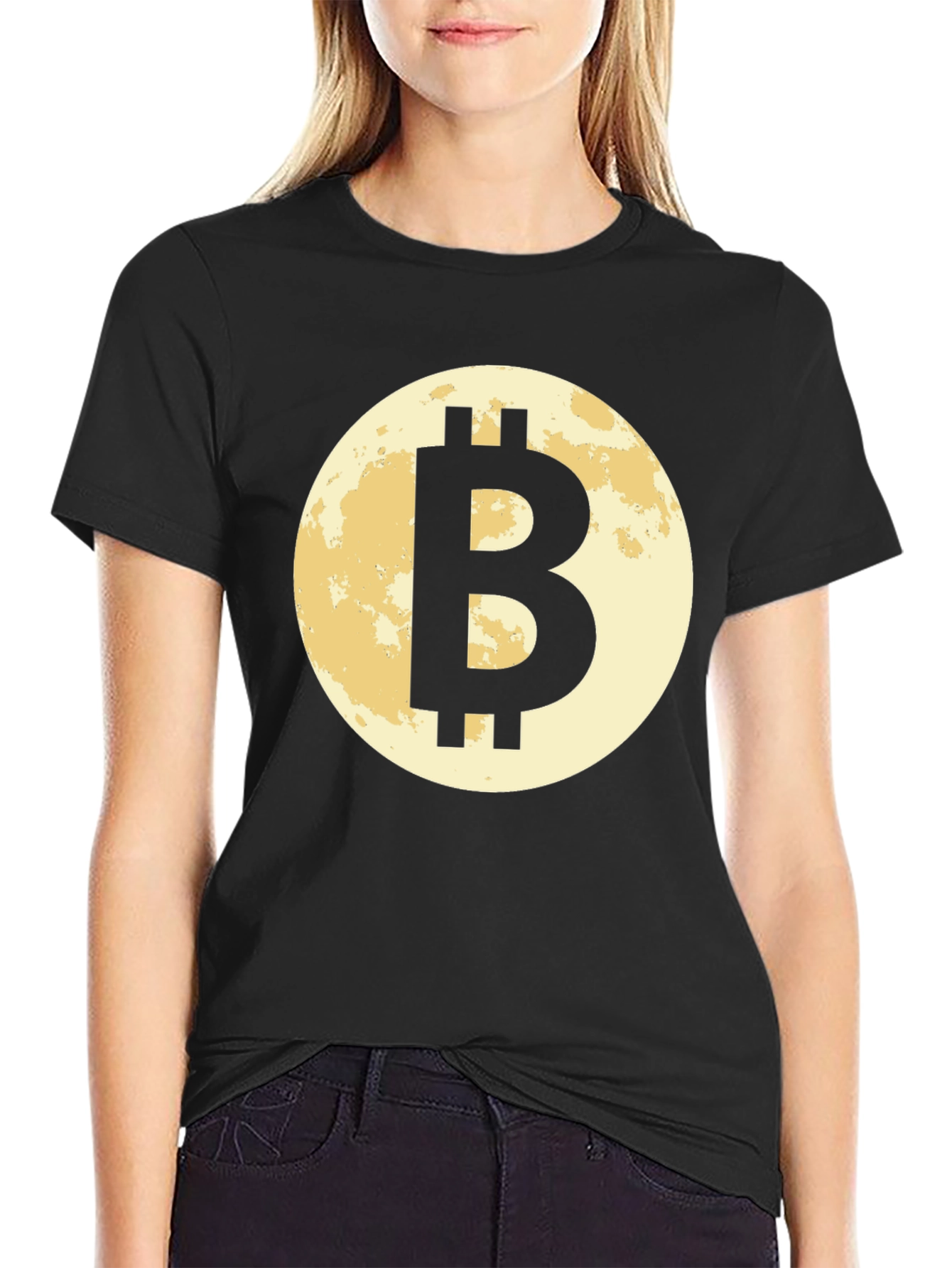 Bitcoin Moon Black T-Shirt Cryptocurrency BTC Crypto