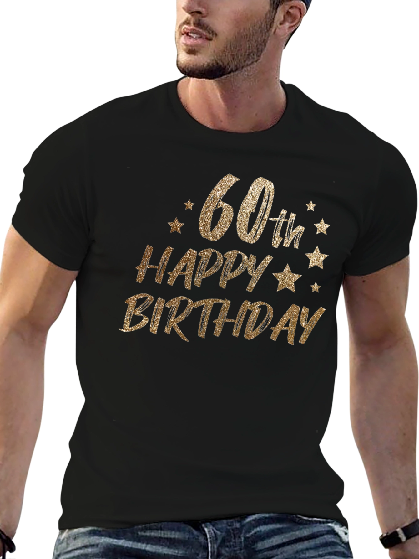 60th Birthday Gold Glitter Graphic Tee