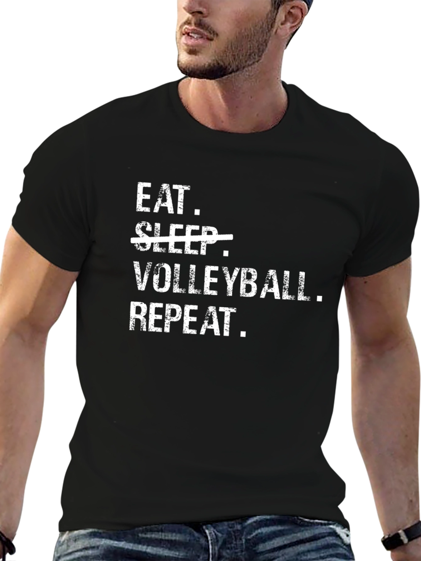 Eat Volleyball Repeat Black T-Shirt