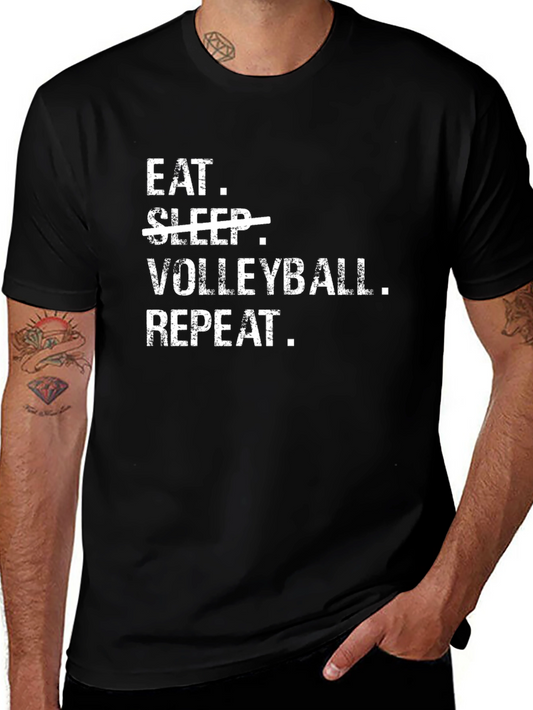 Eat Volleyball Repeat Black T-Shirt
