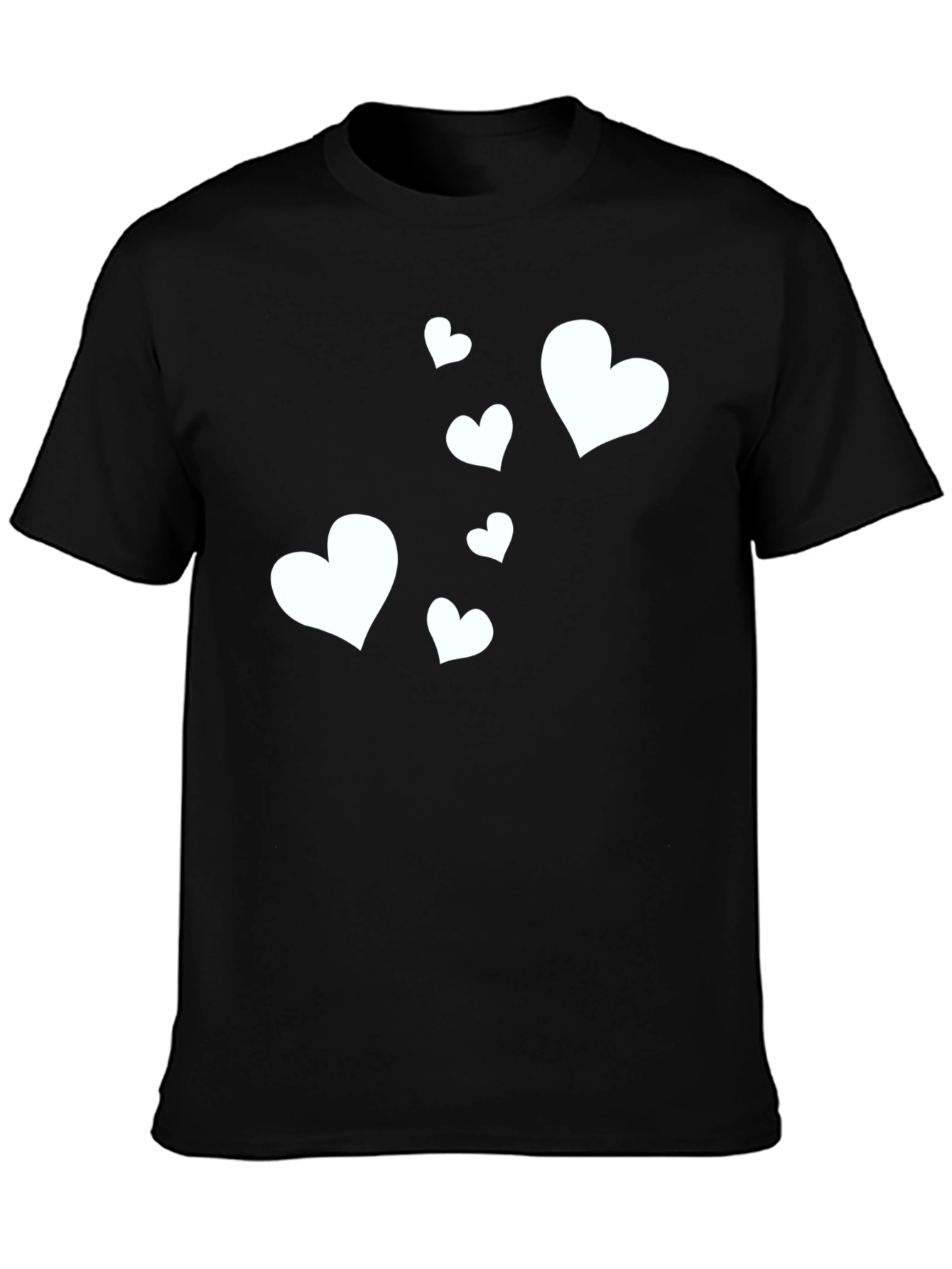 Heart Pattern Black Casual T-Shirt