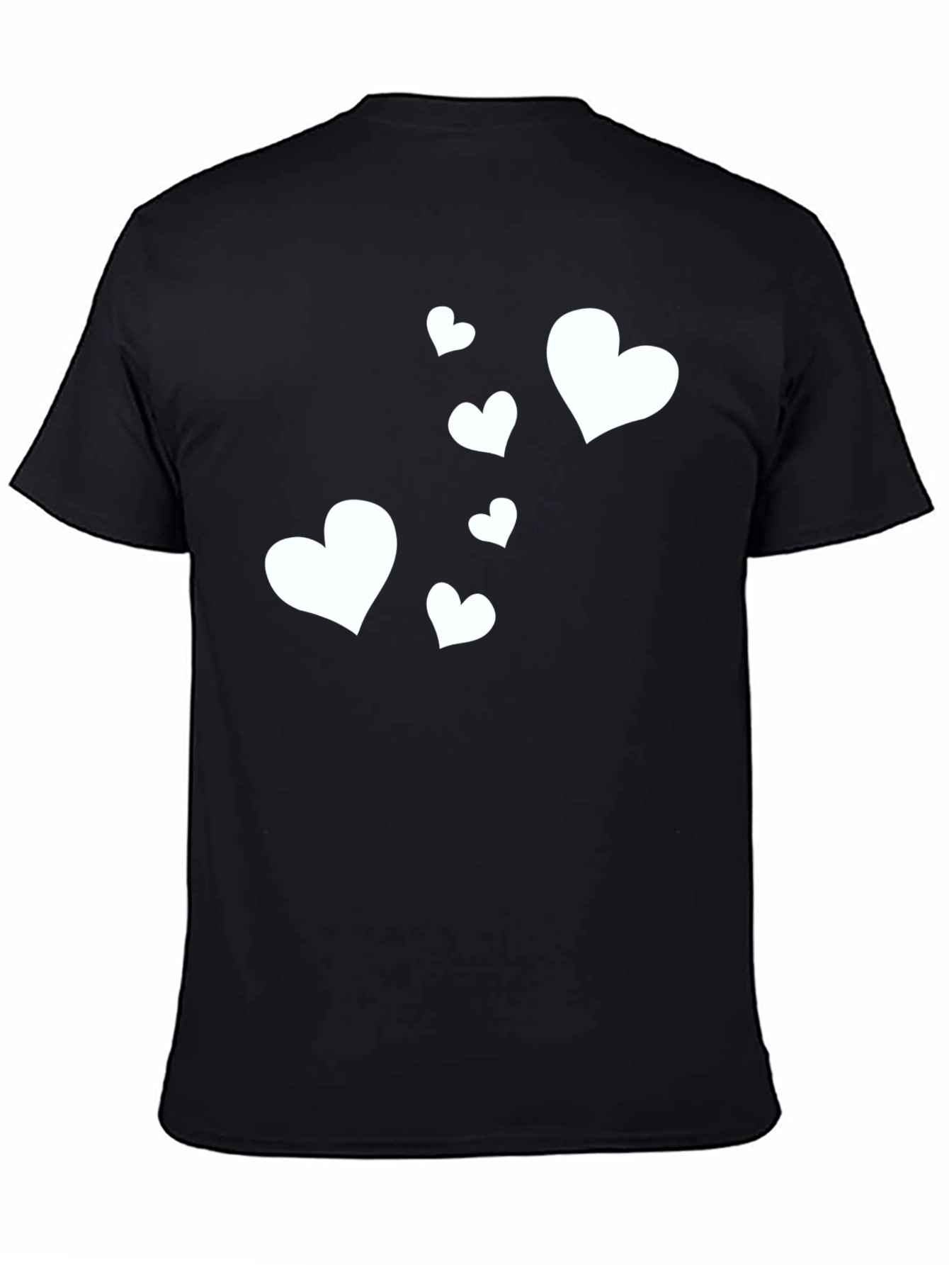 Heart Pattern Black Casual T-Shirt