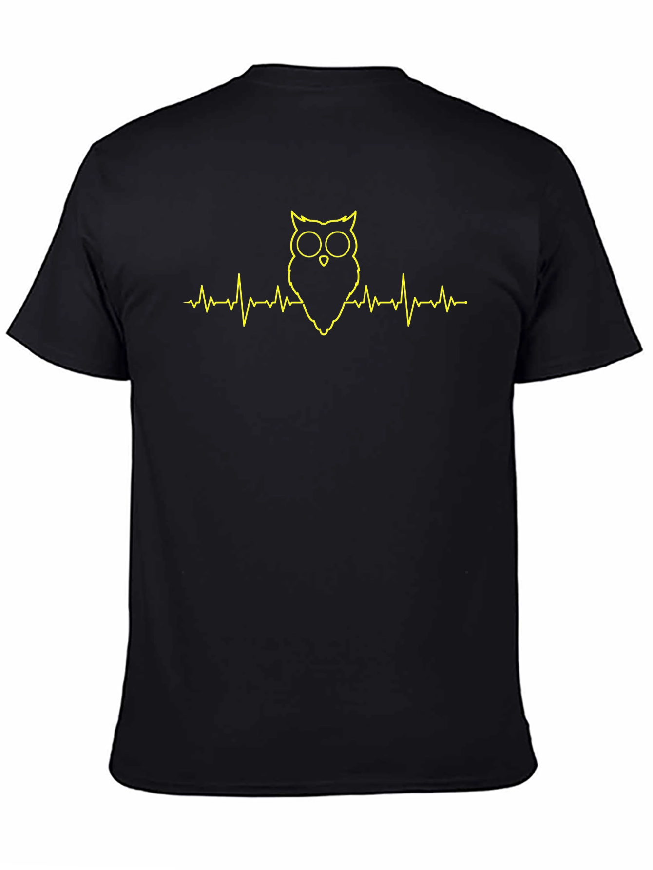 Owl Heartbeat T-Shirt - Black Unique Design