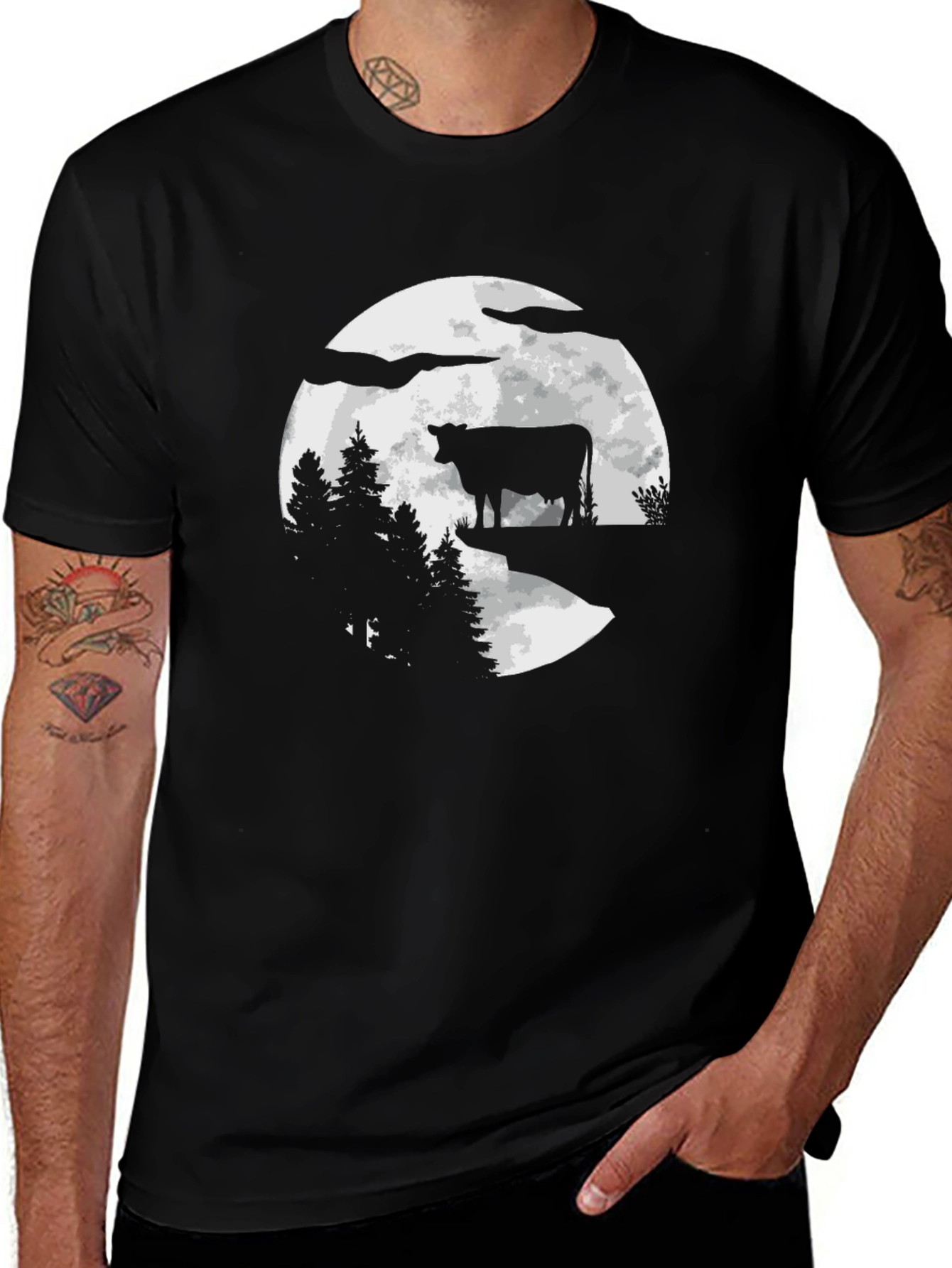 Cow Moon Black T-Shirt