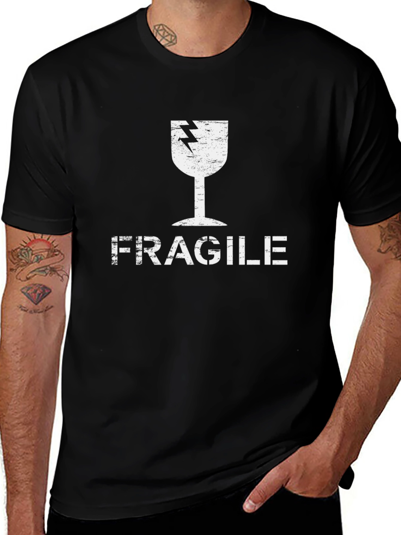 Fragile Graphic Tee - Black Cotton T-Shirt