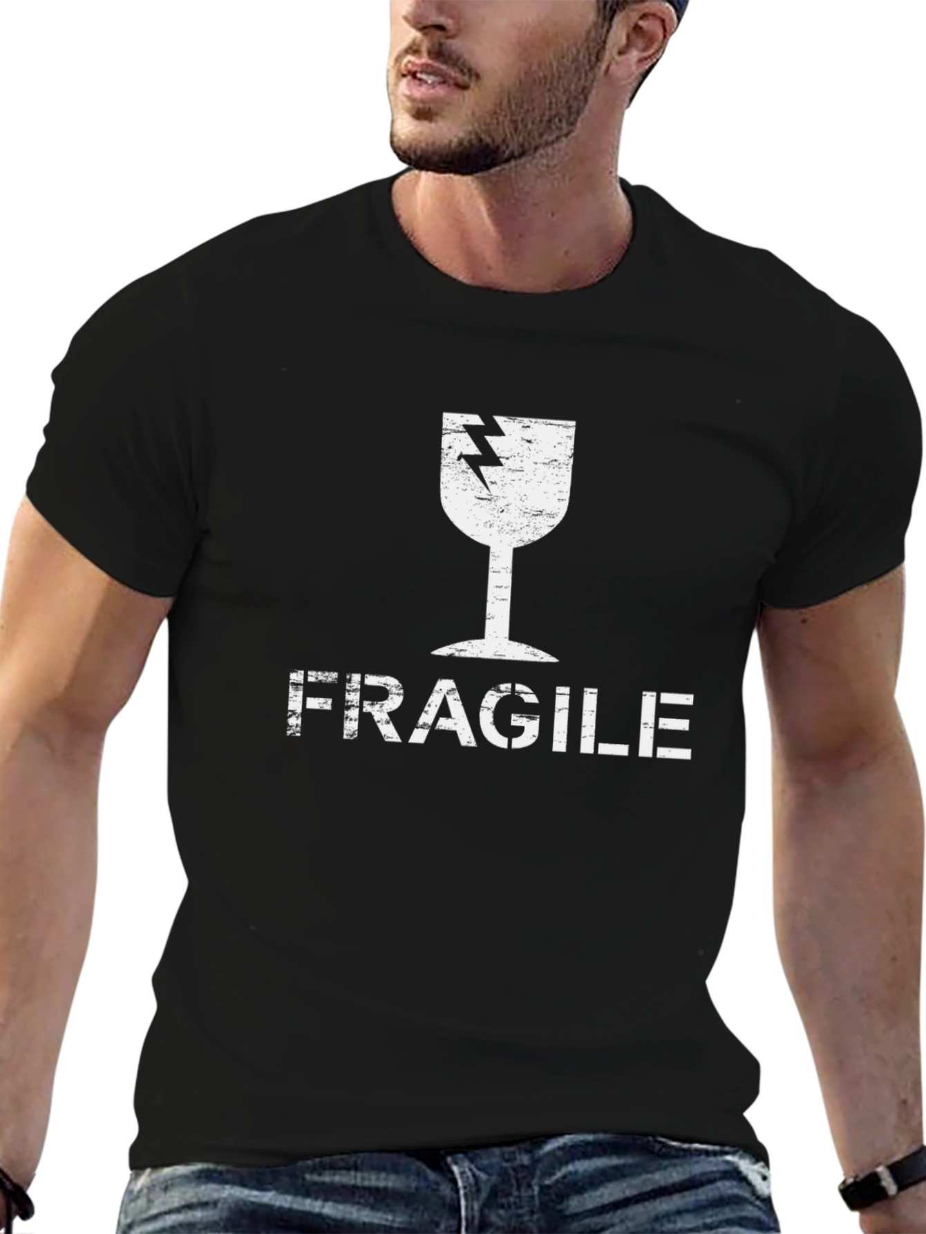 Fragile Graphic Tee - Black Cotton T-Shirt