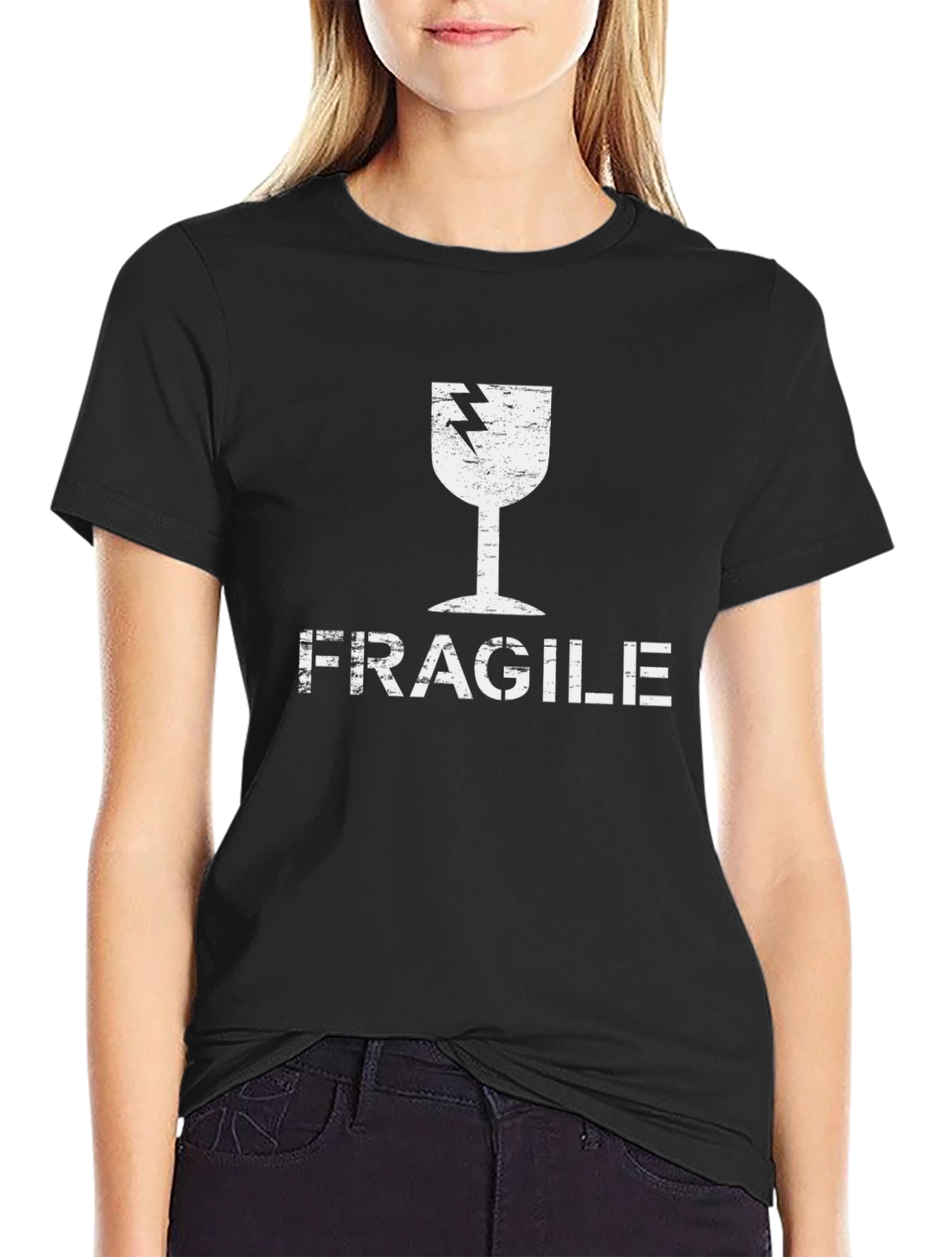 Fragile Graphic Tee - Black Cotton T-Shirt