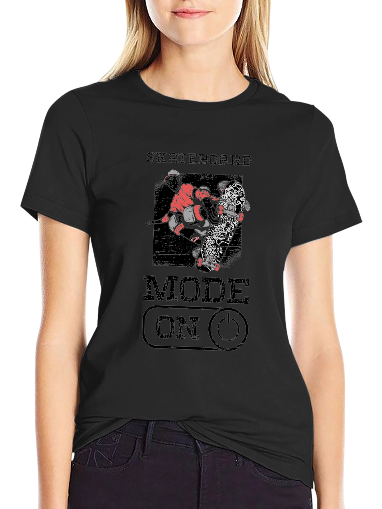 Skateboard Mode On Graphic Tee - Black