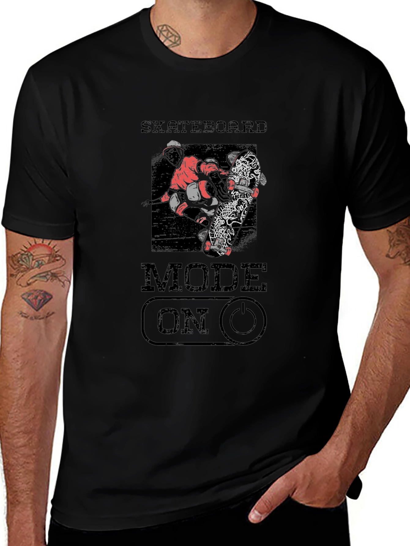 Skateboard Mode On Graphic Tee - Black