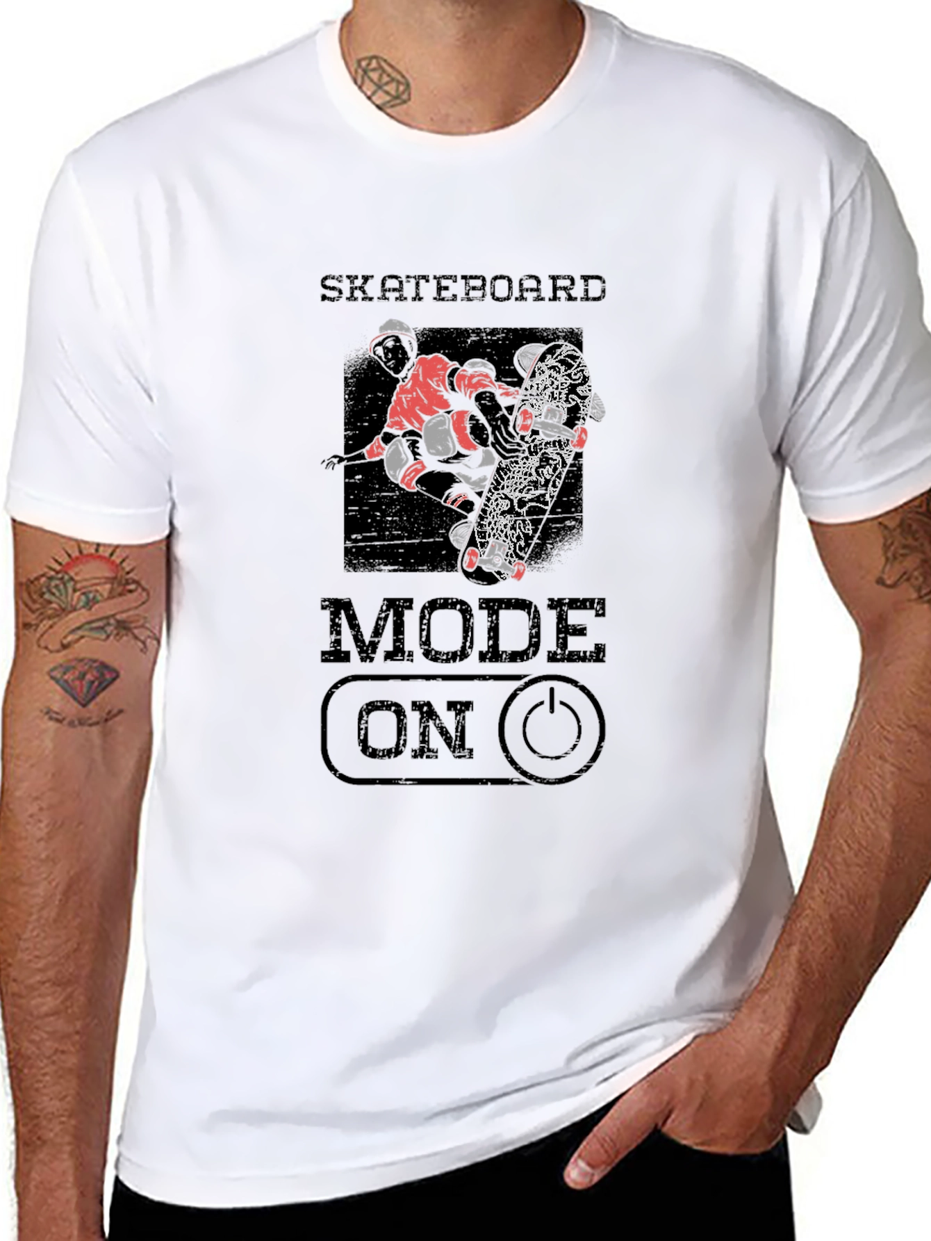 Skateboard Mode On Graphic Tee - Black