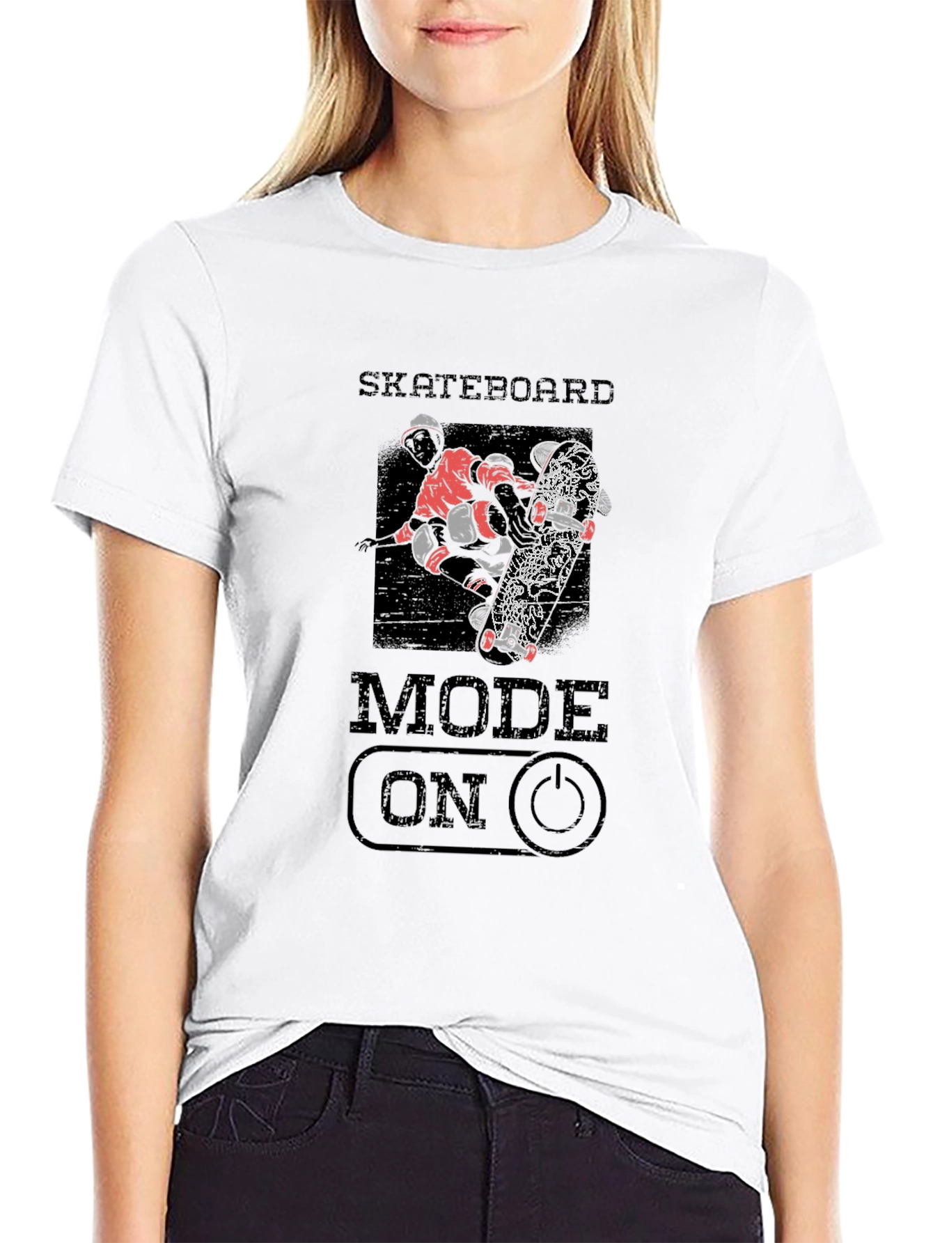Skateboard Mode On Graphic Tee - Black