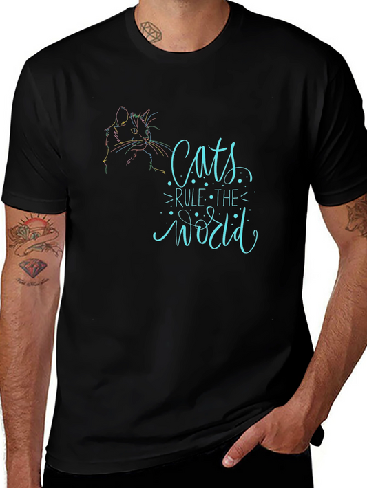 Cats Rule the World Graphic Tee - Black T-Shirt