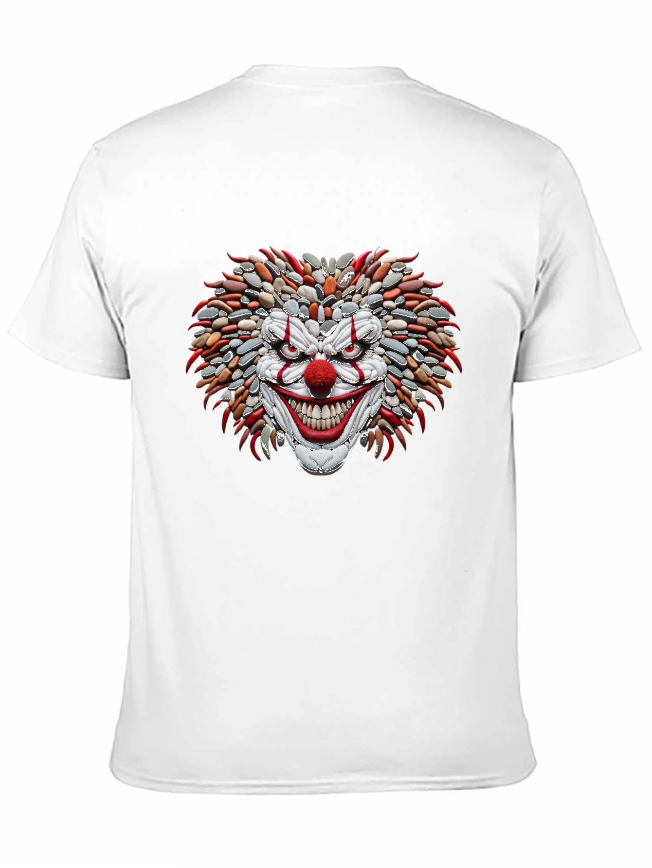 Mens Black T-Shirt with Stone Clown Design