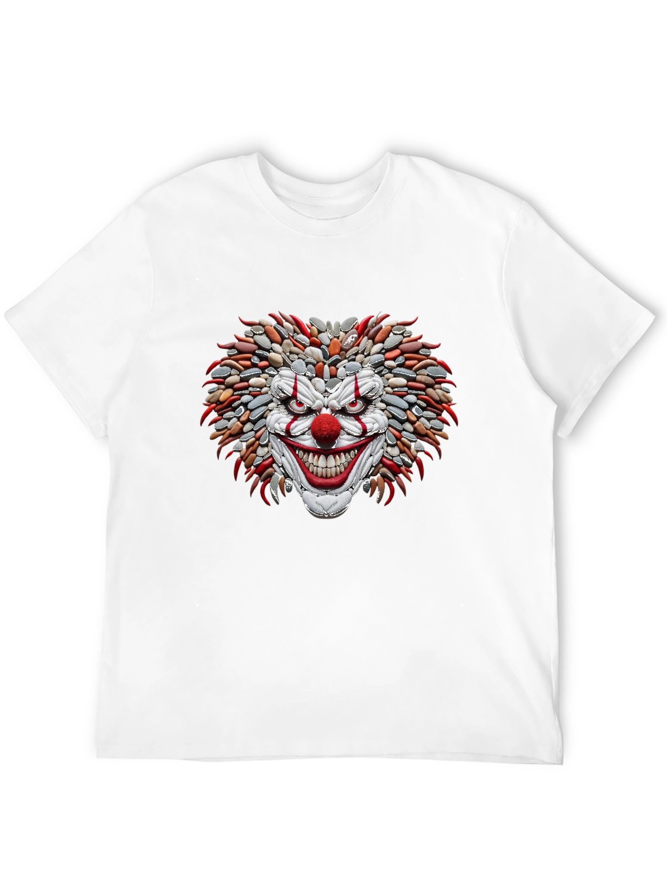Mens Black T-Shirt with Stone Clown Design