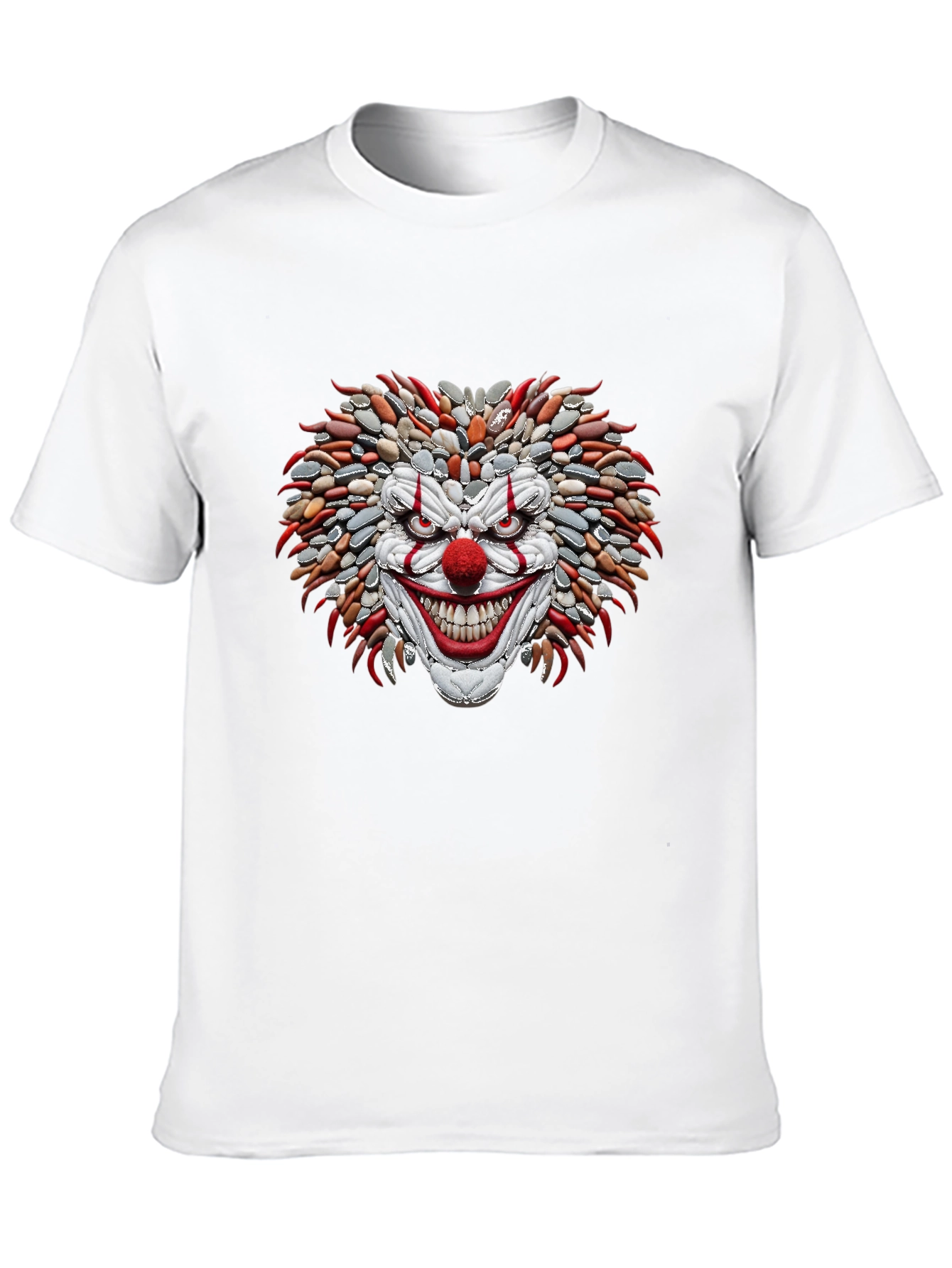 Mens Black T-Shirt with Stone Clown Design