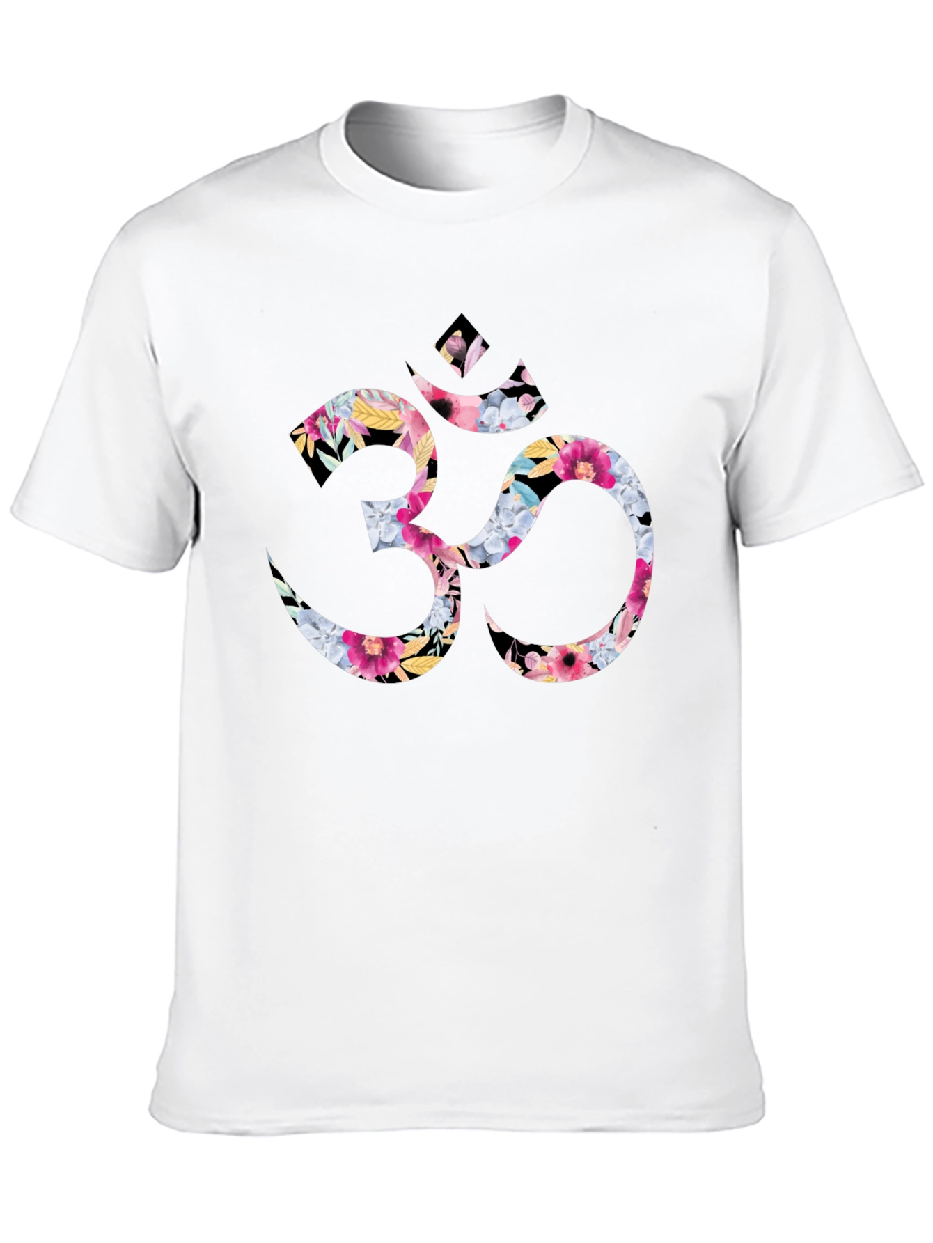 Floral Om Symbol Black T-Shirt