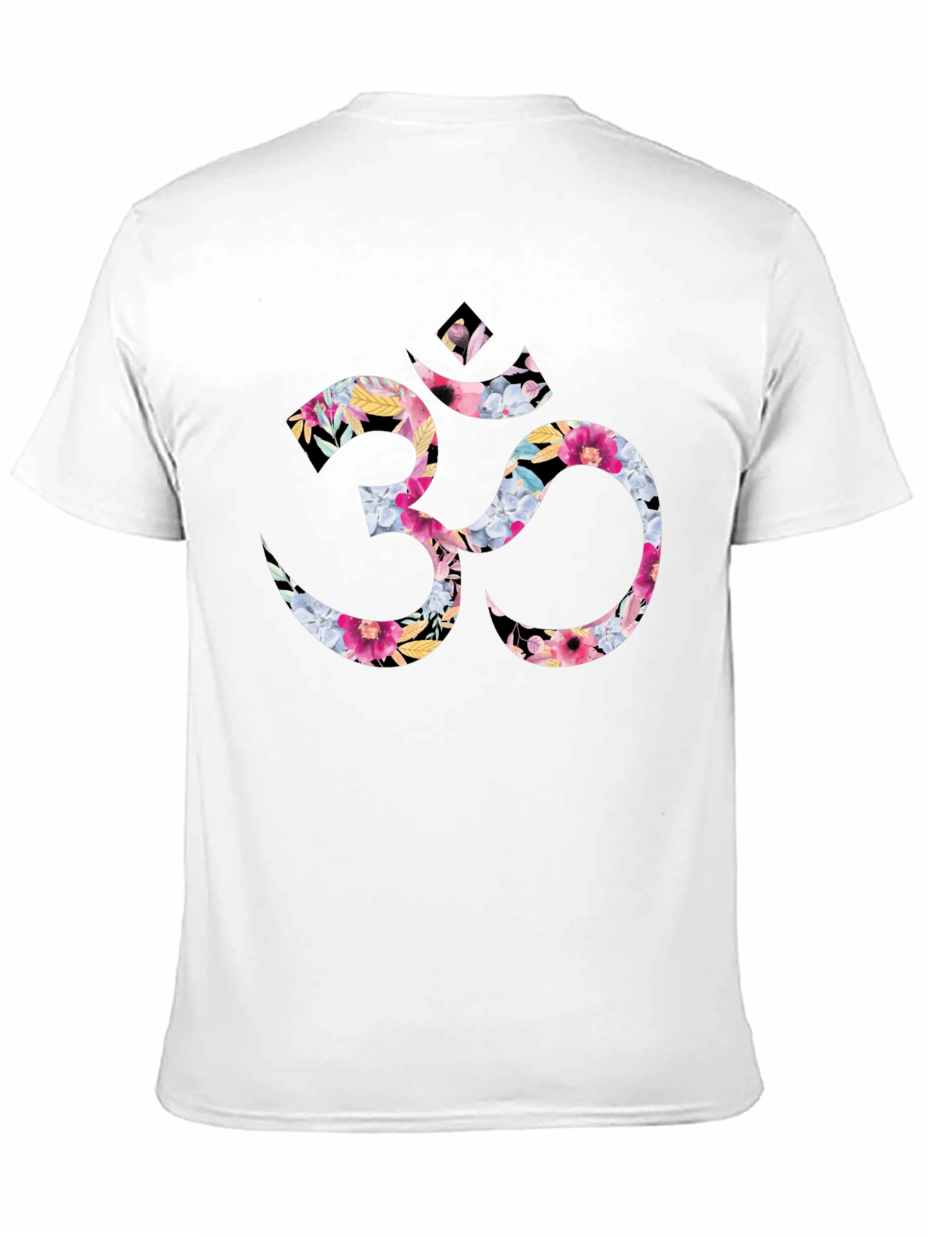 Floral Om Symbol Black T-Shirt